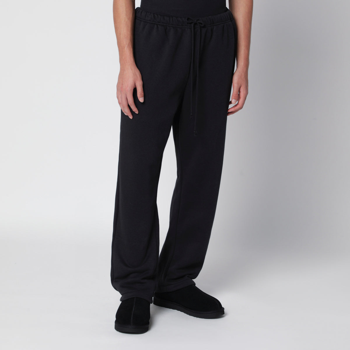 Pantalon droit noir délavé en molleton de coton