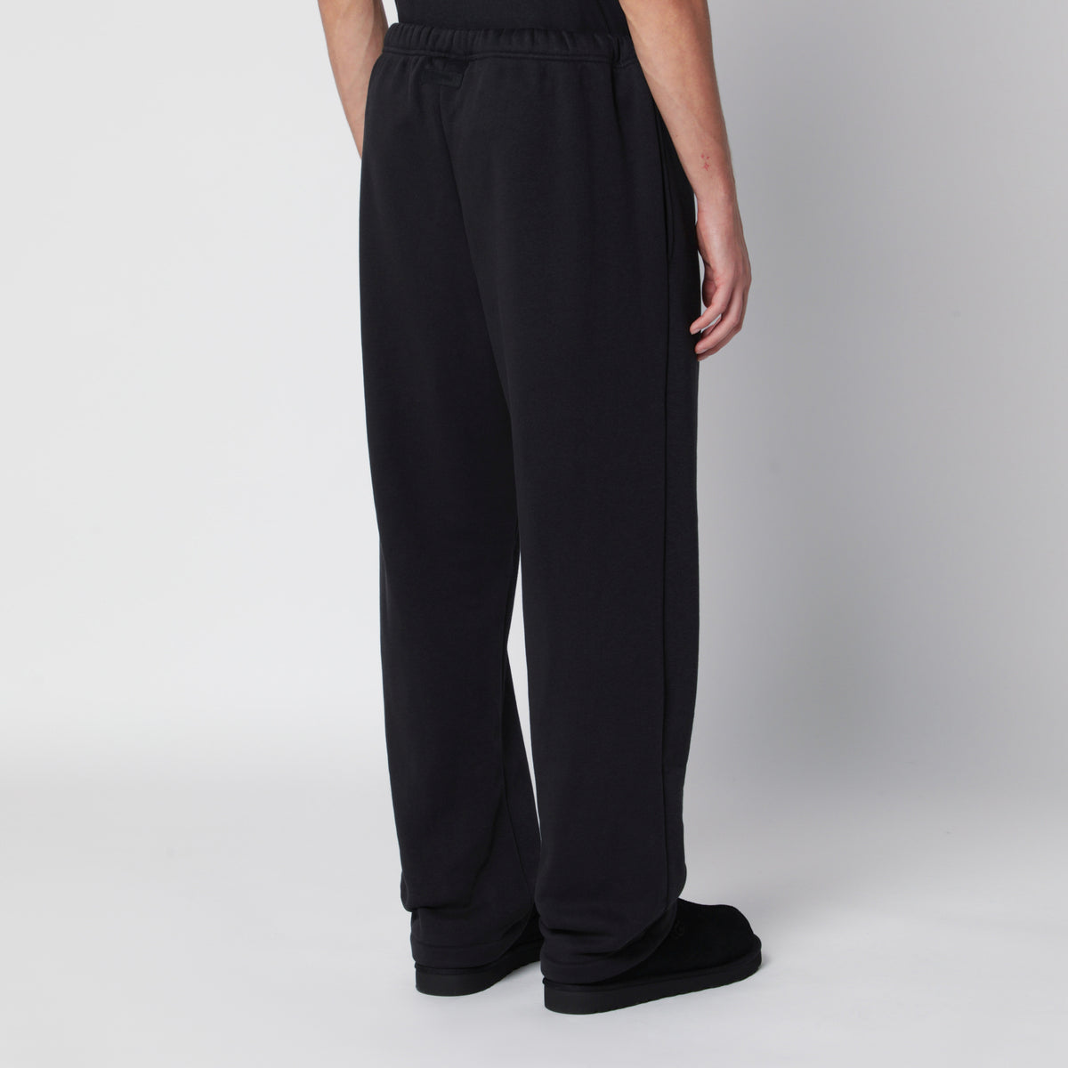 Pantalon droit noir délavé en molleton de coton