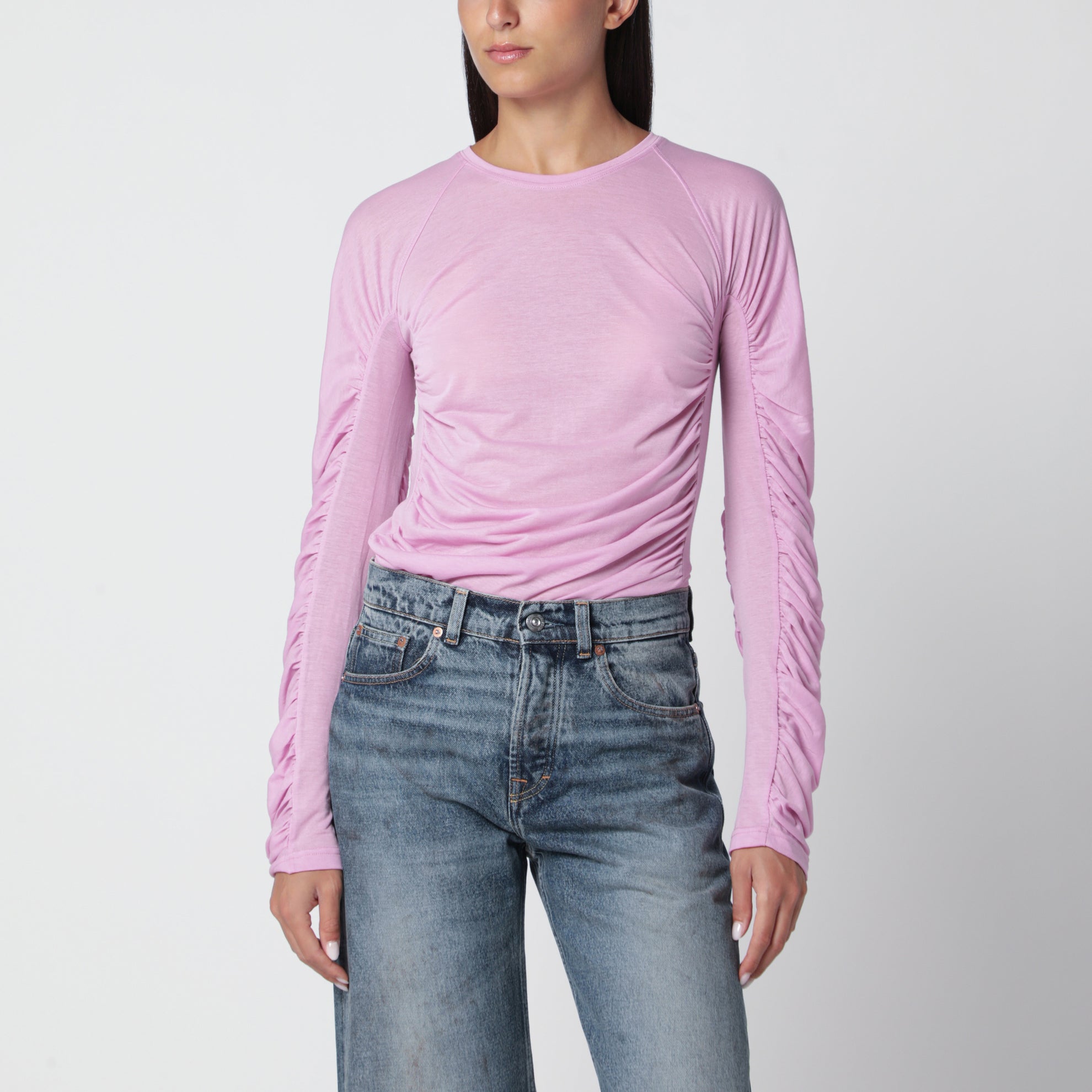Orchideenrosa Top aus Baumwollmischjersey