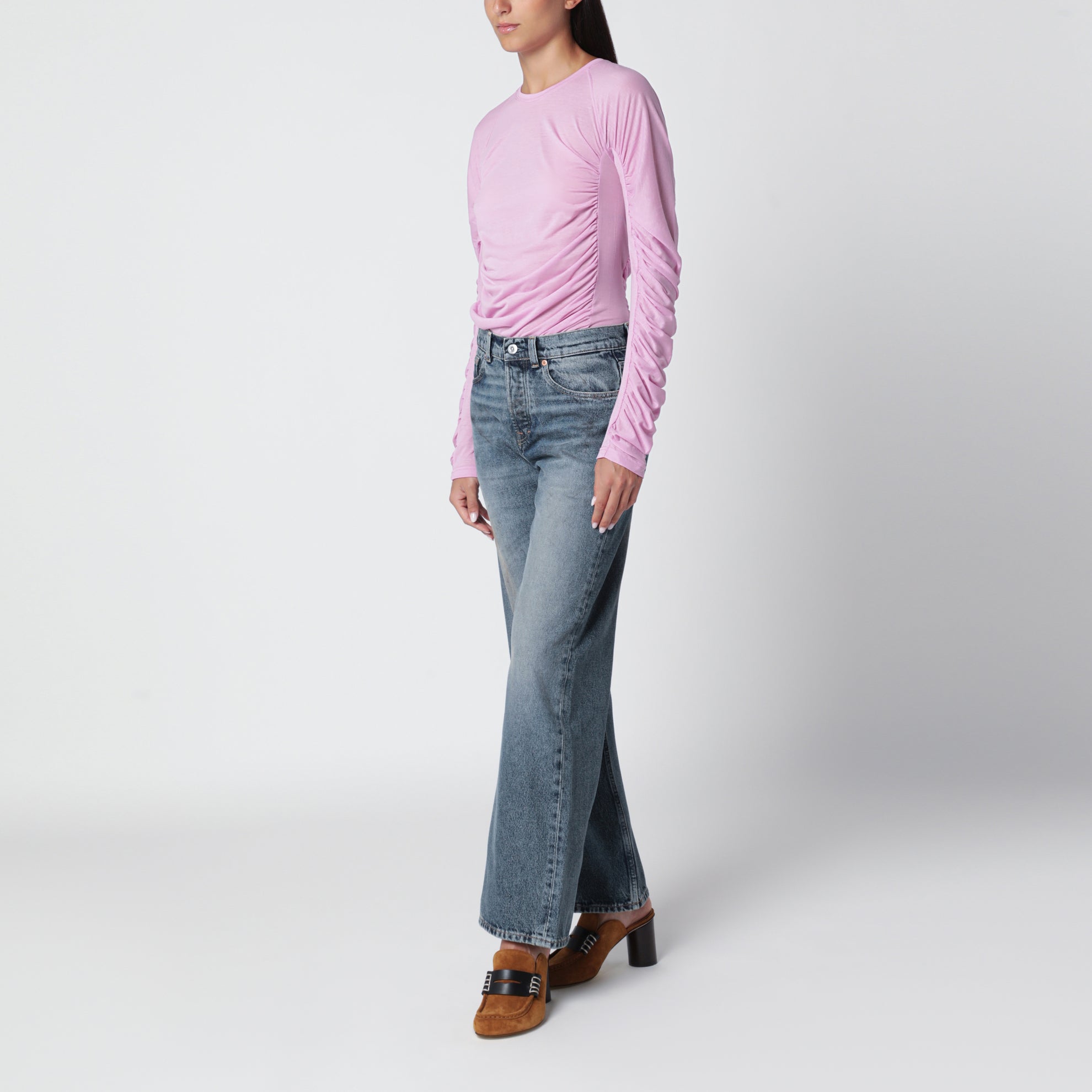 Orchideenrosa Top aus Baumwollmischjersey
