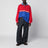 Red/blue rugby polo shirt in cotton