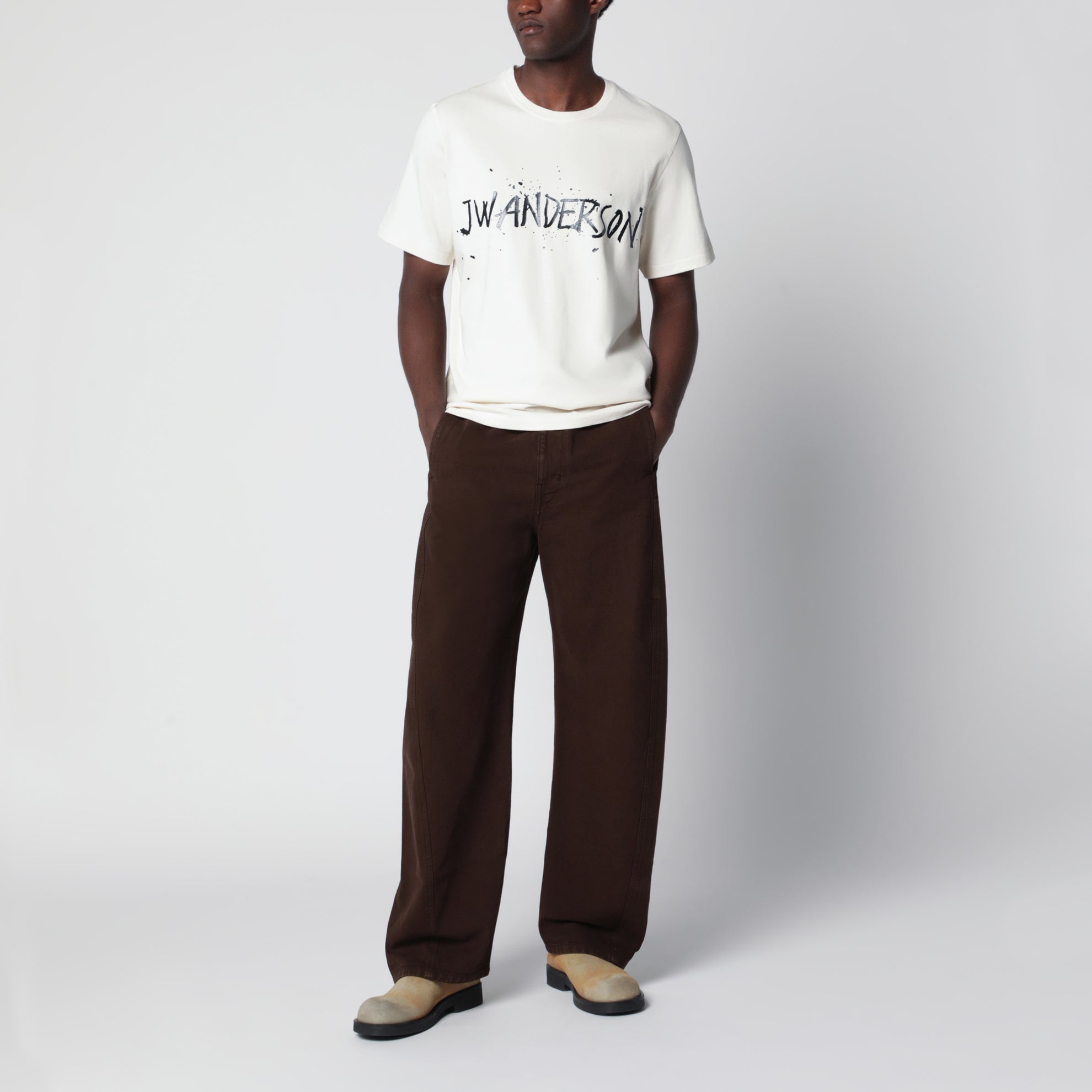 T-shirt Circular in cotone écru