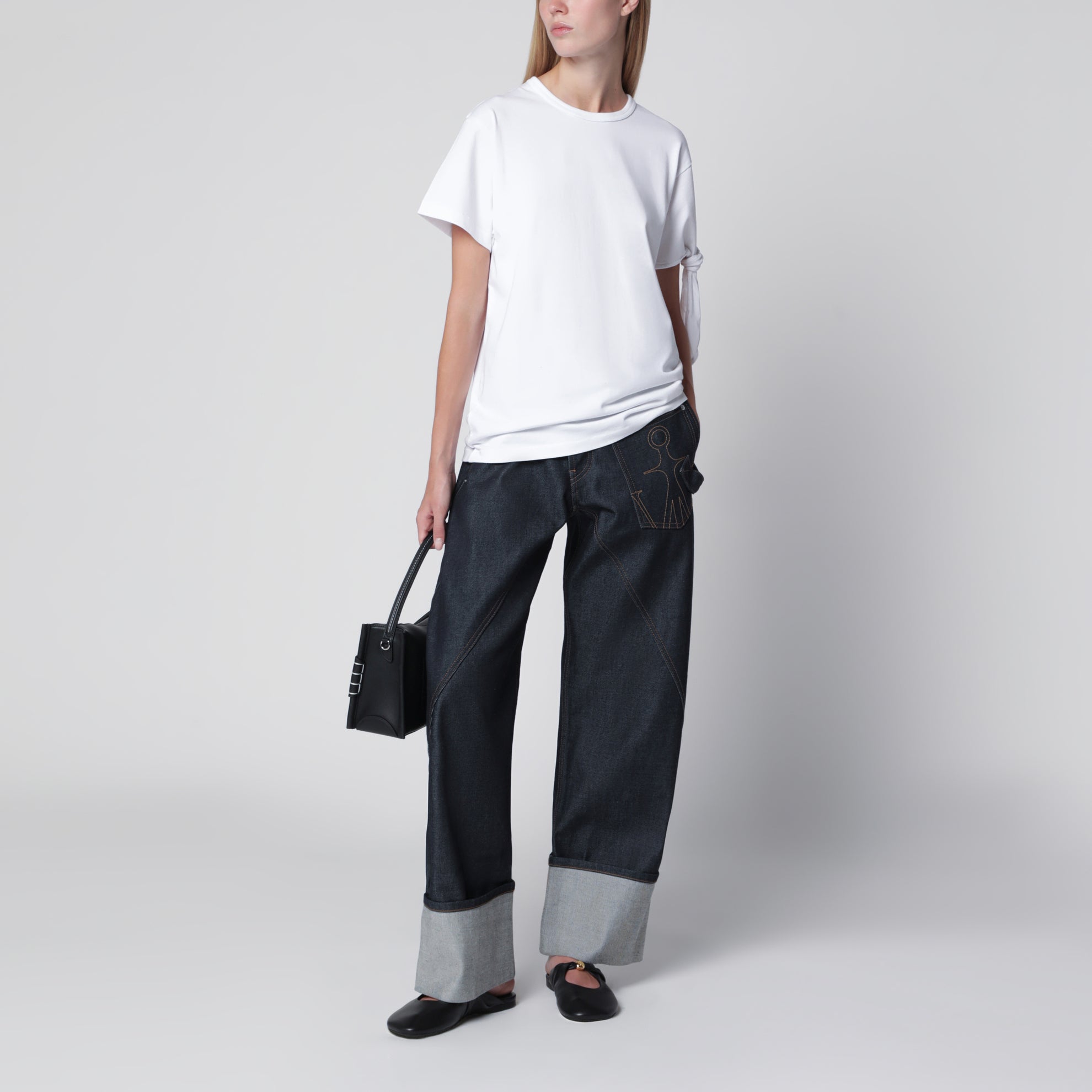 T-shirt con maniche annodate in cotone bianca