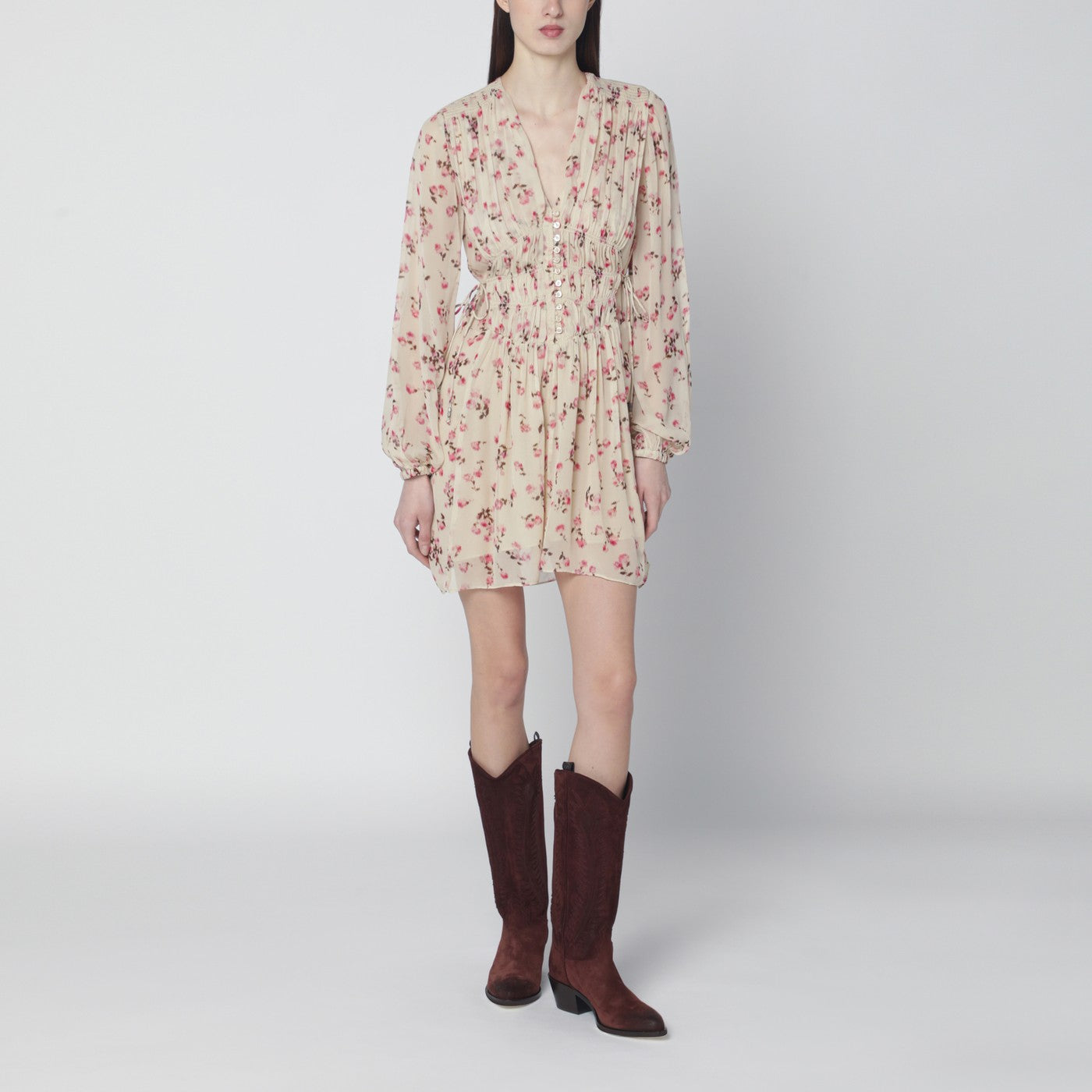 Lolita beige mini skirt with floral print