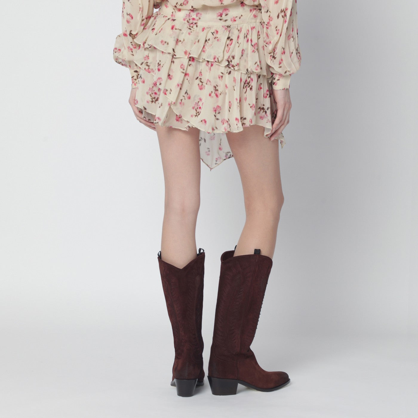 Lolita beige mini skirt with floral print