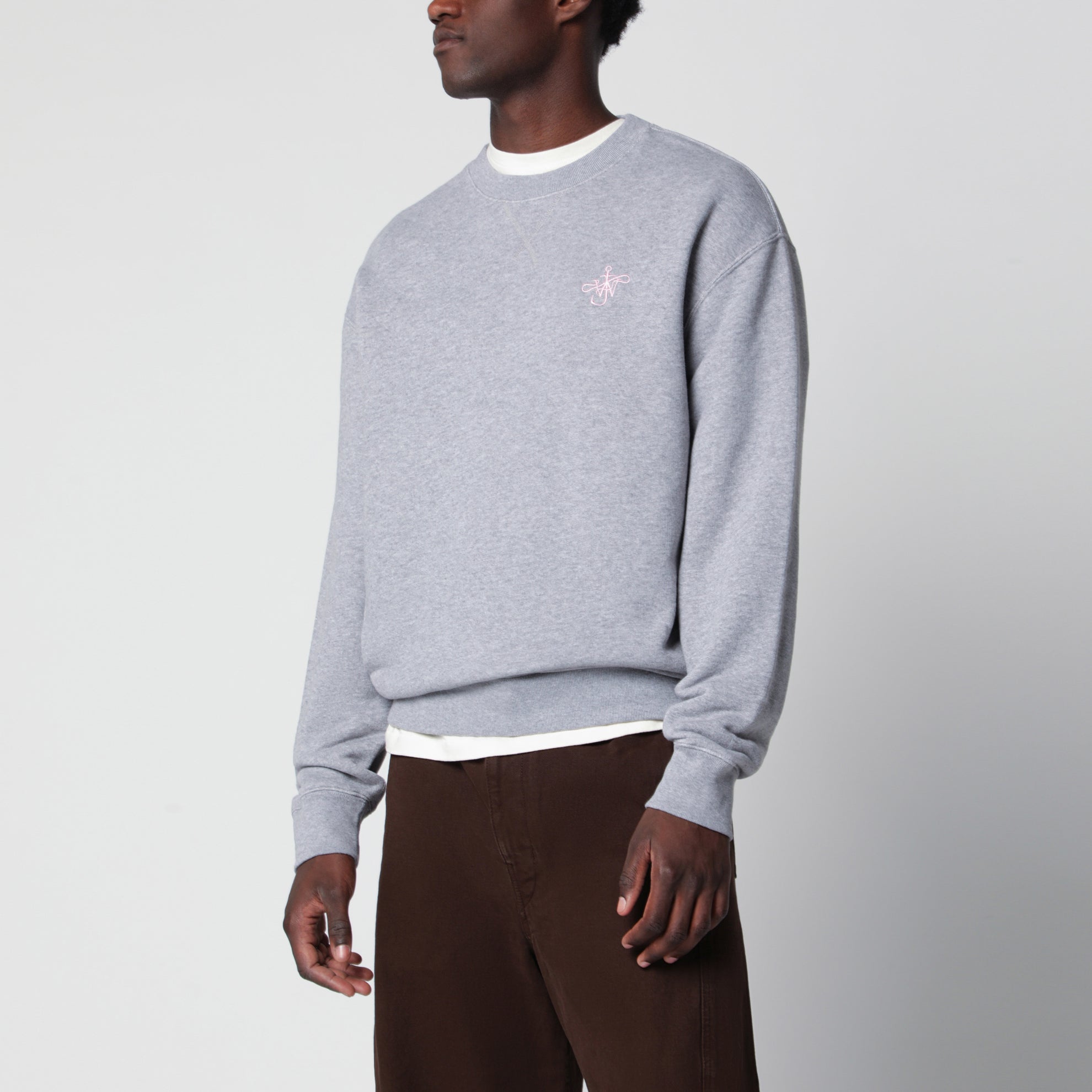 Sweat gris en coton avec logo brodé