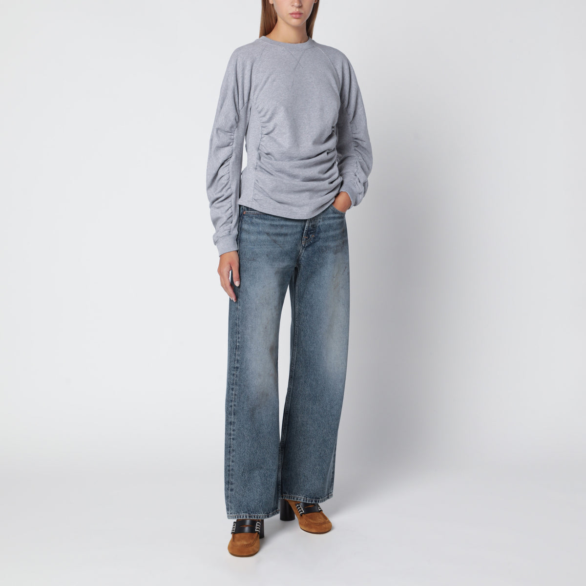 Gray mélange sweatshirt in cotton