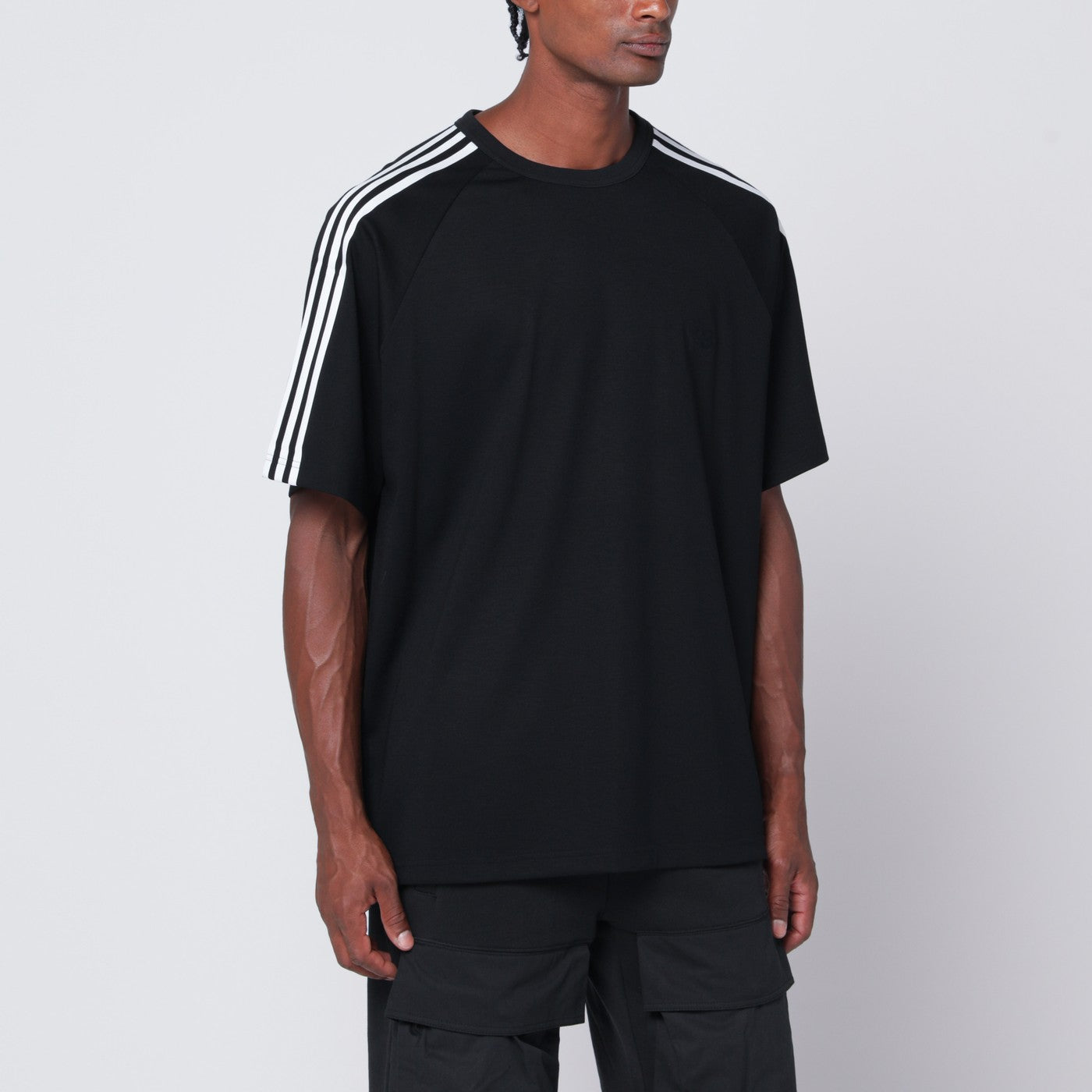 Black T-shirt in wool and nylon blend