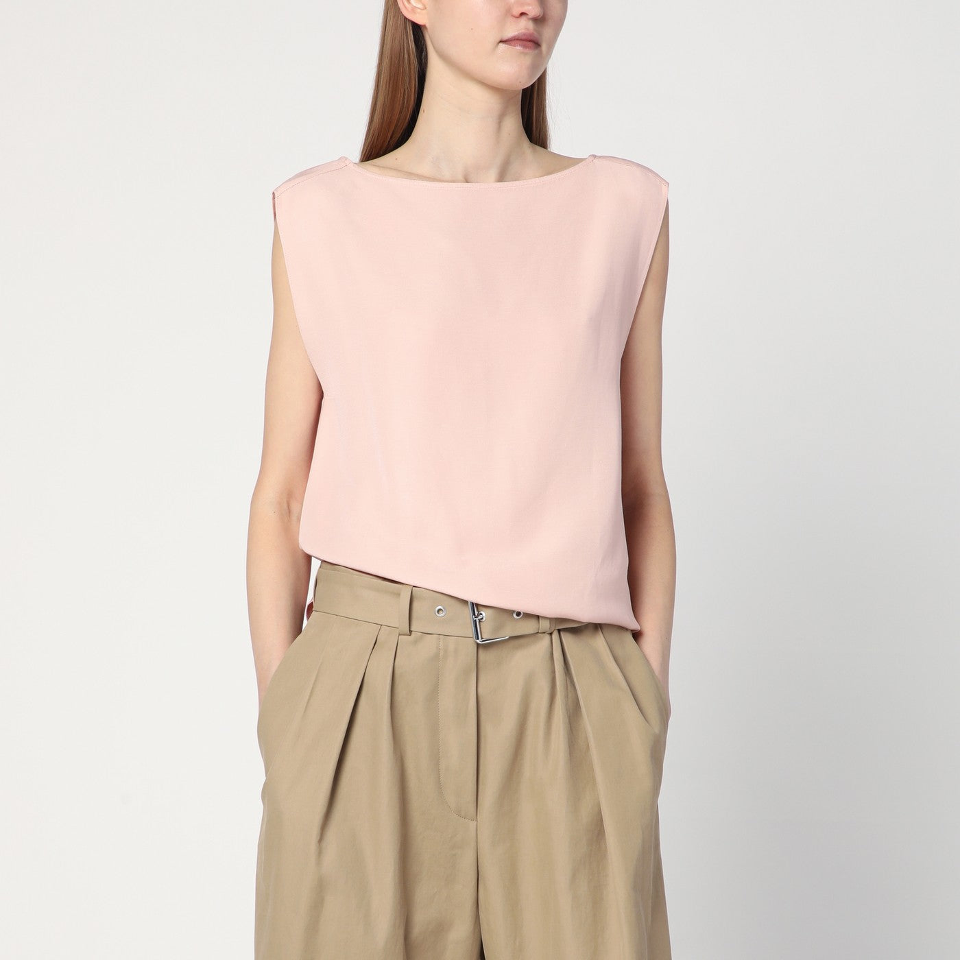 Light pink blouse in linen blend