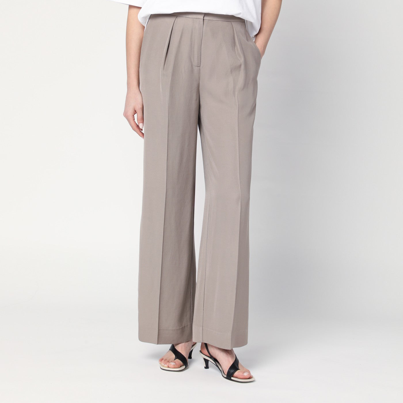 Ash grey trousers in linen blend