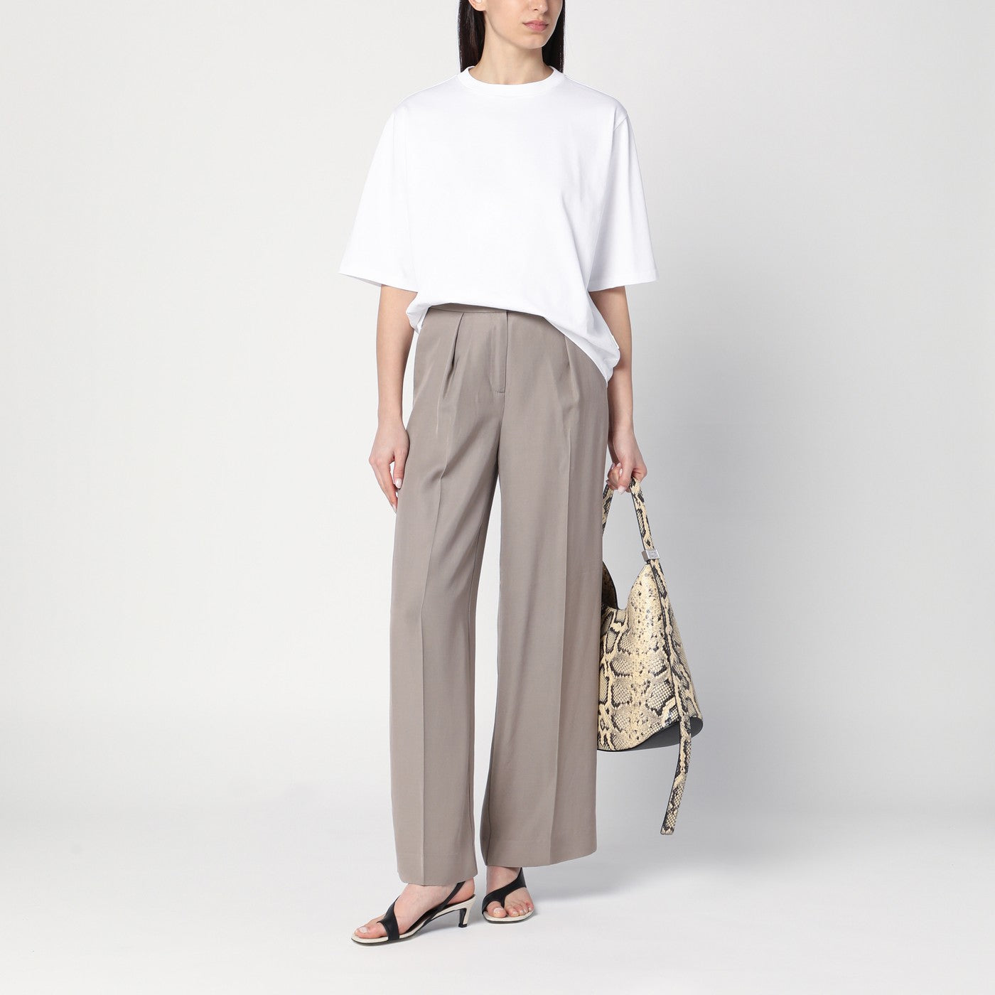 Ash grey trousers in linen blend