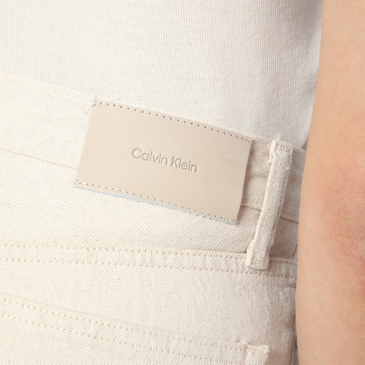 Relaxed Flared beige jeans in linen blend