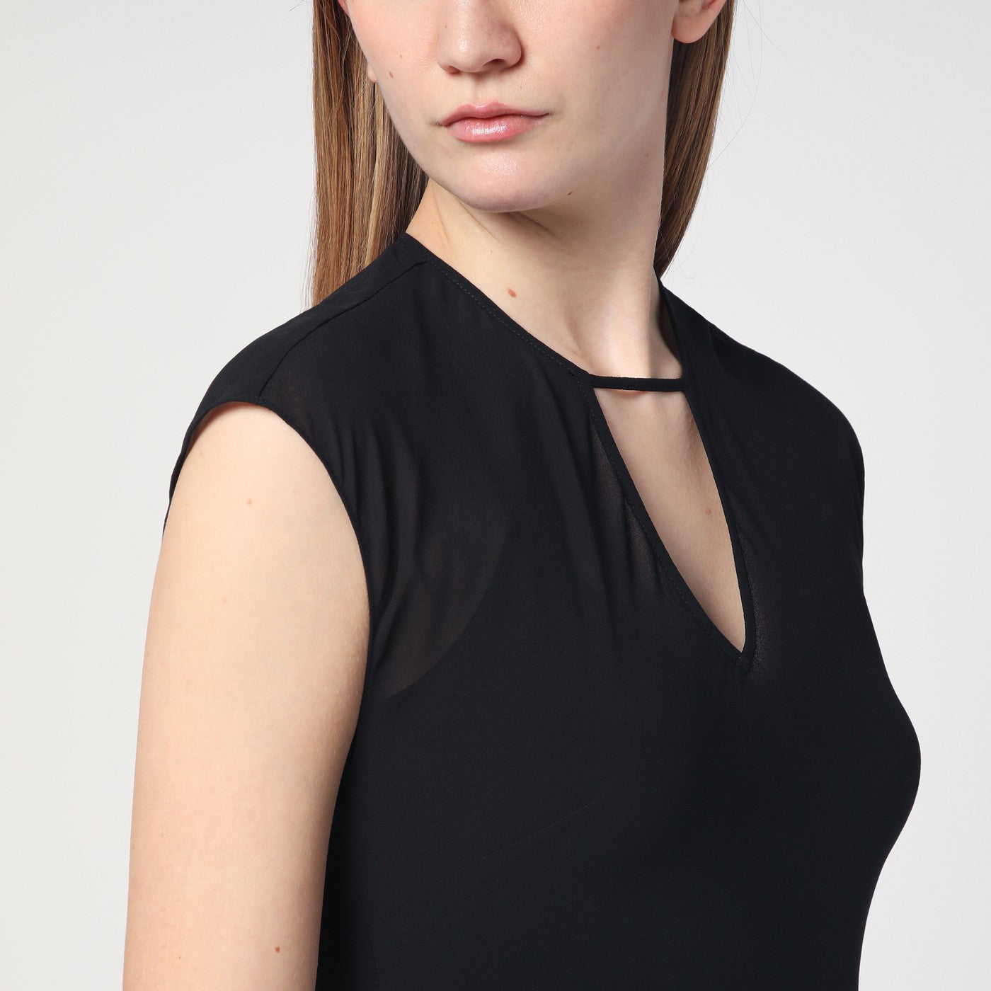 Black midi dress with belt