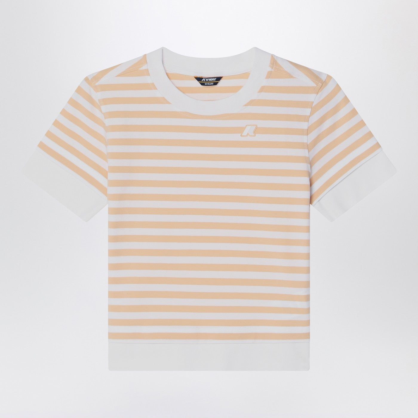T-shirt Emel bianca/beige a righe