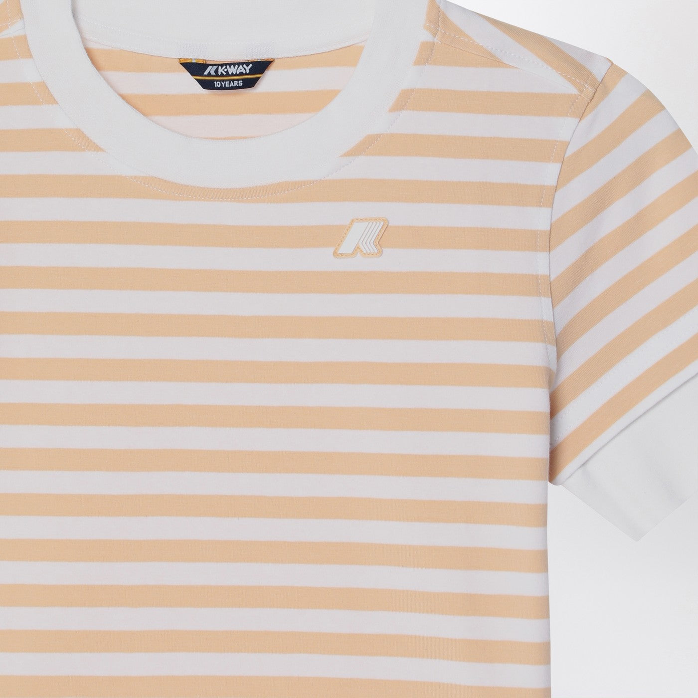T-shirt Emel bianca/beige a righe
