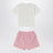Completo due pezzi bianco/rosso in cotone