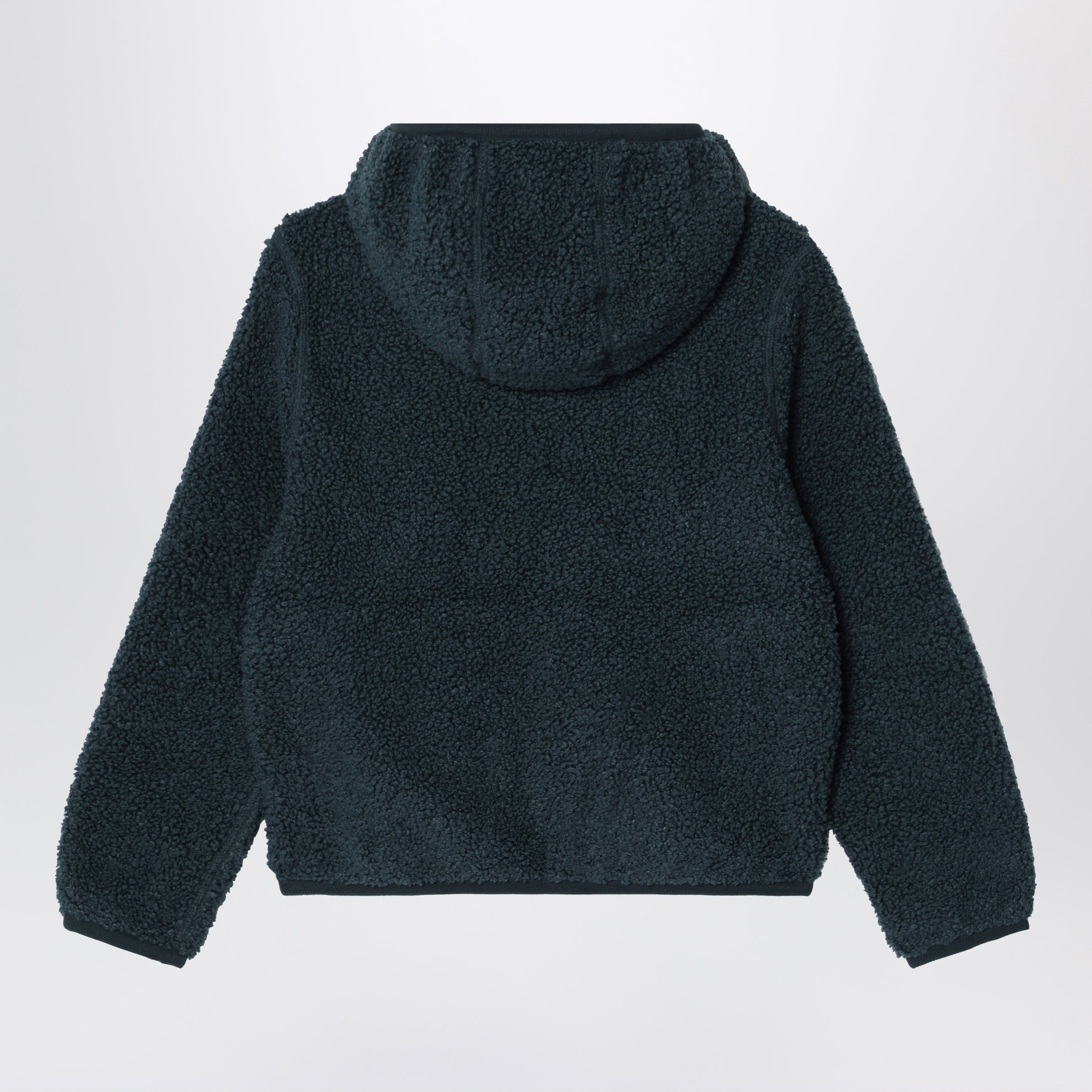 Giacca reversibile verde scura/grigia in pile effetto teddy
