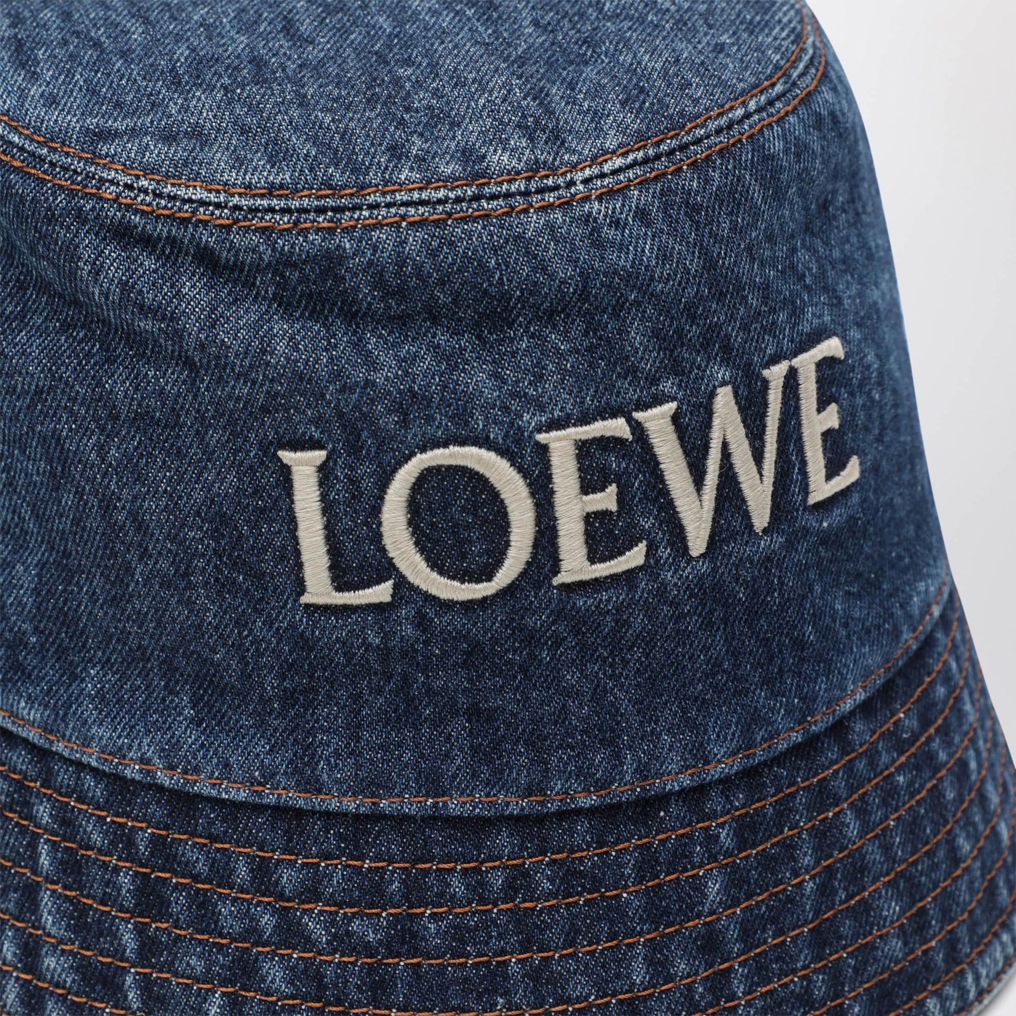 Blauer Denim-Bucket-Hat Mit Logo-Stickerei
