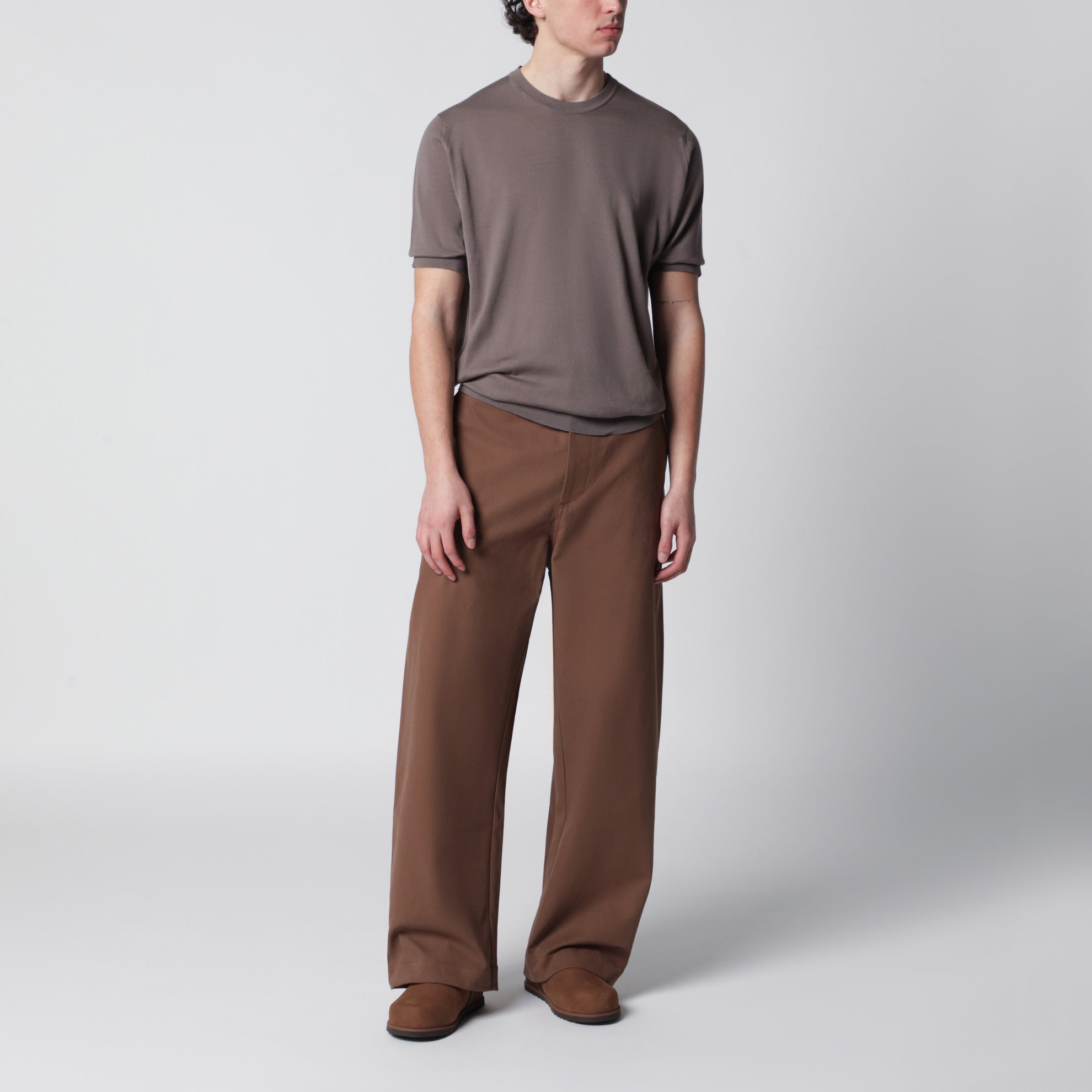 Kempton Baumwollpullover in Moosbeige