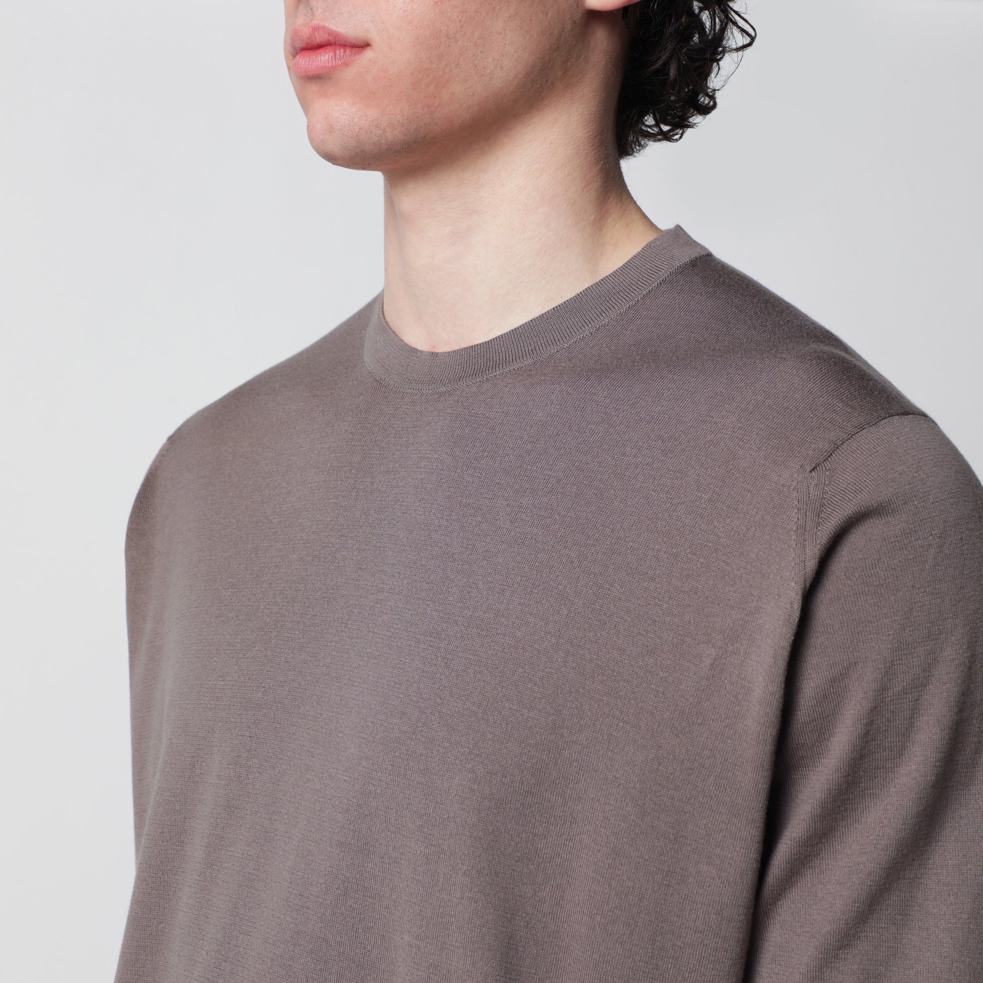 Kempton Baumwollpullover in Moosbeige