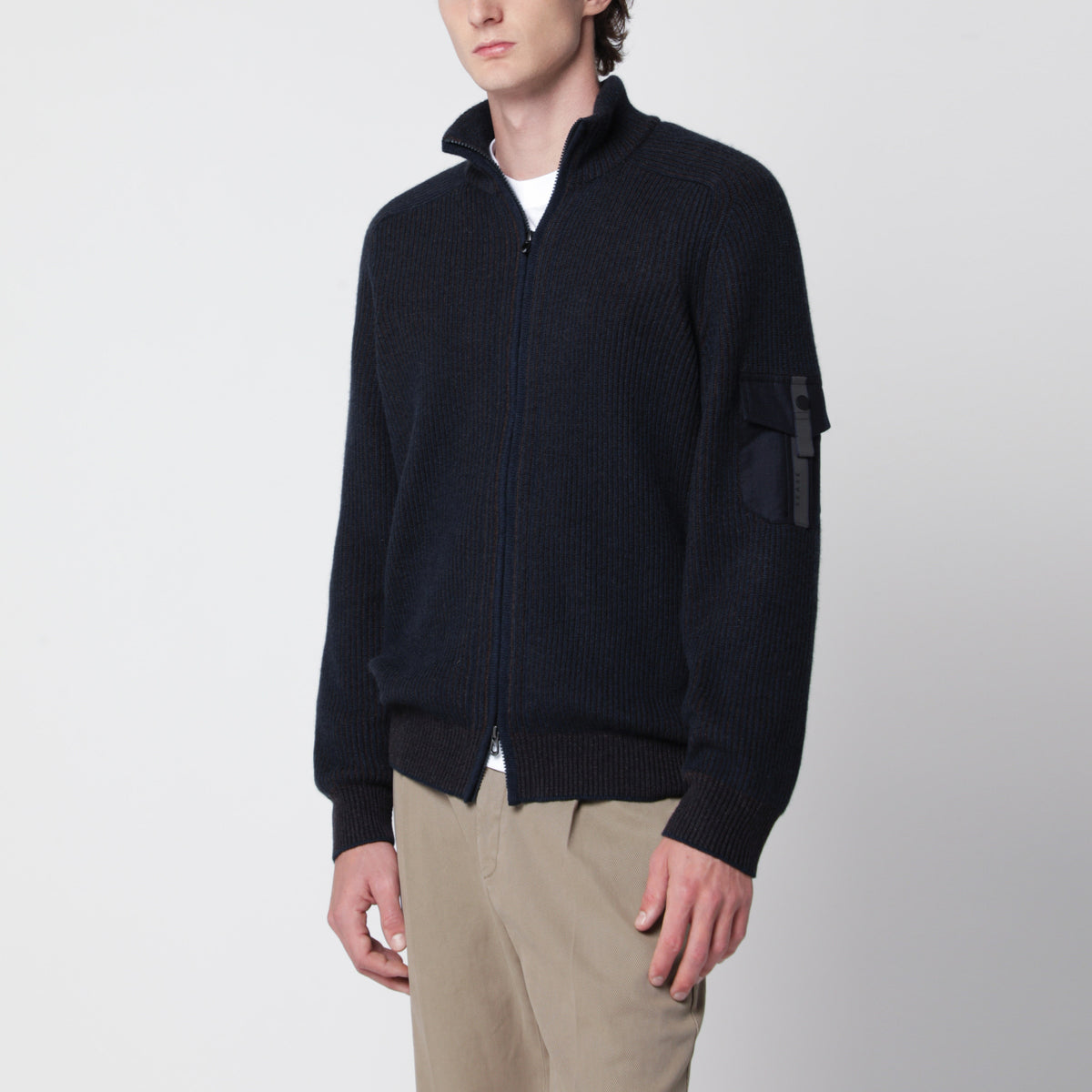 Dark blue Dinghy Full Zip sweatshirt in cashmere
