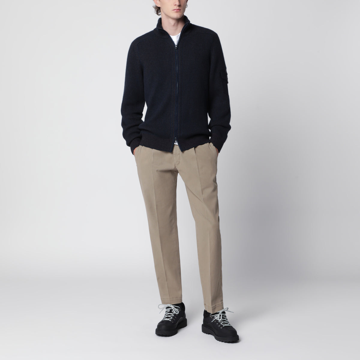 Dark blue Dinghy Full Zip sweatshirt in cashmere