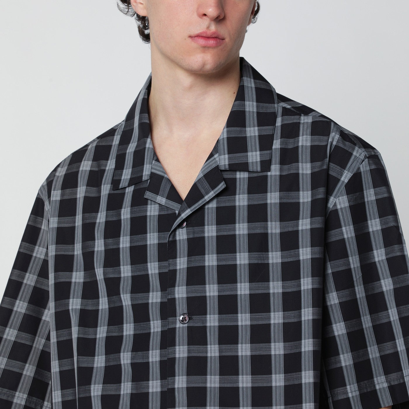 STUDIO NICHOLSON Kline shirt black check pattern | TheDoubleF