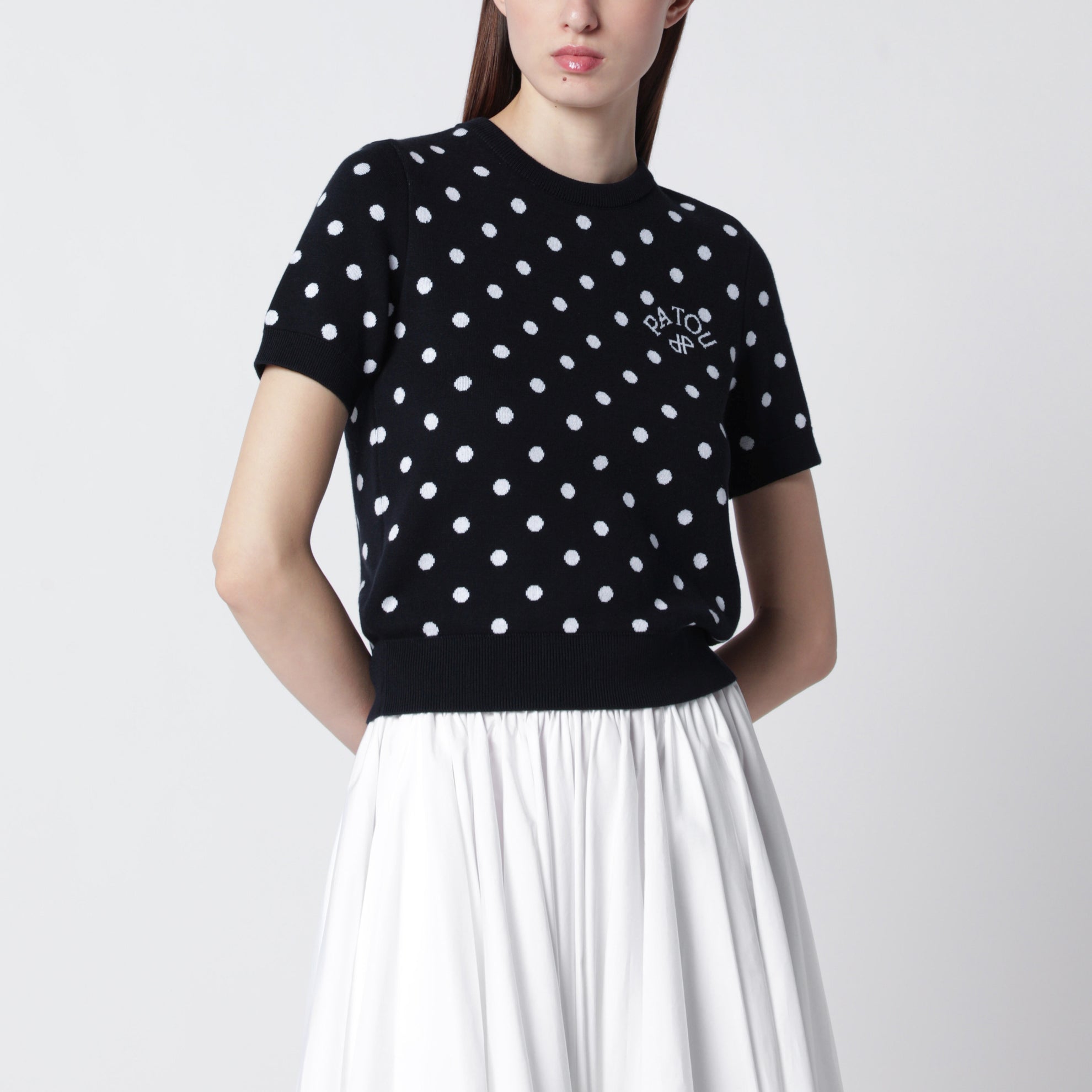 Polka-dot T-shirt in eco-responsible cotton blend