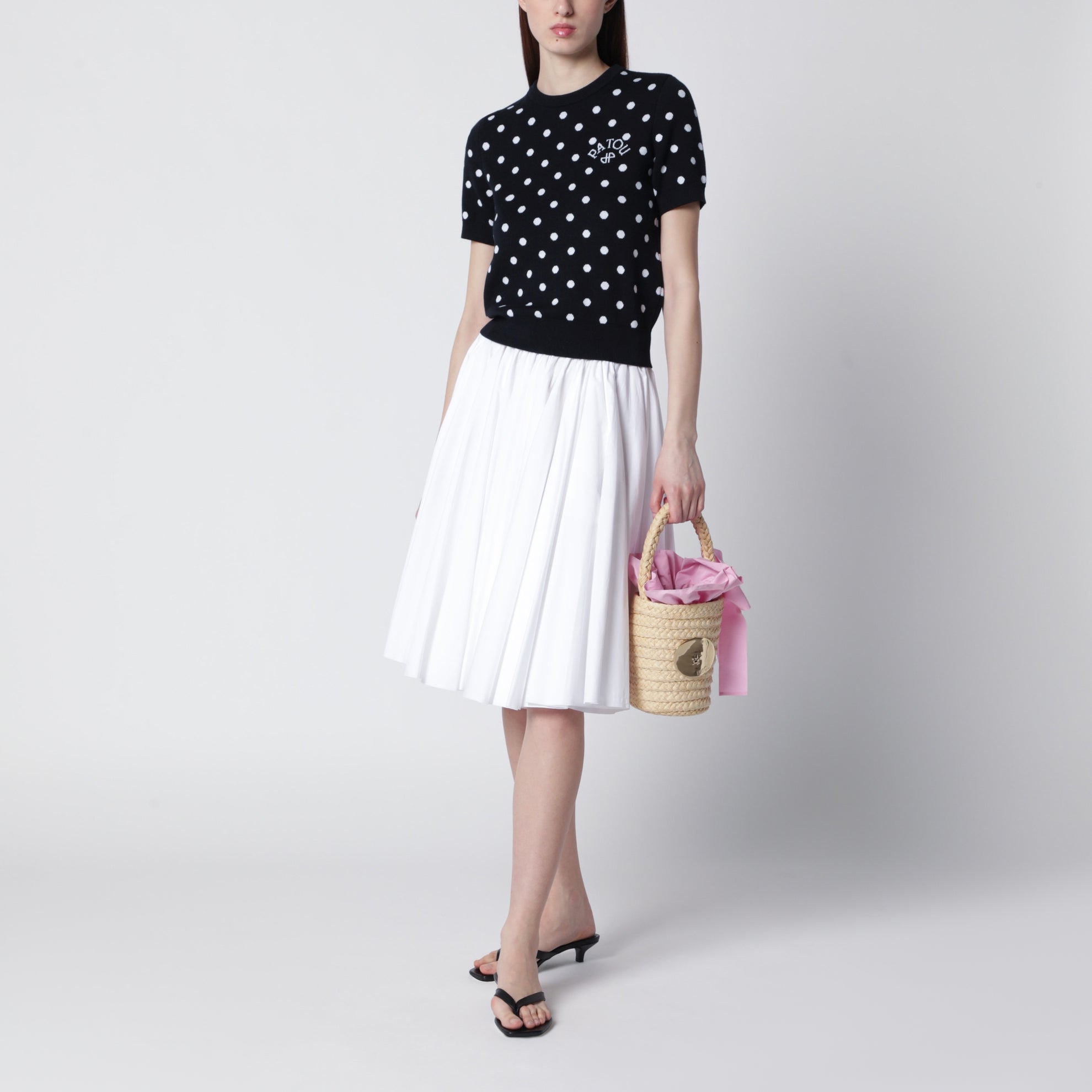 Polka-dot T-shirt in eco-responsible cotton blend