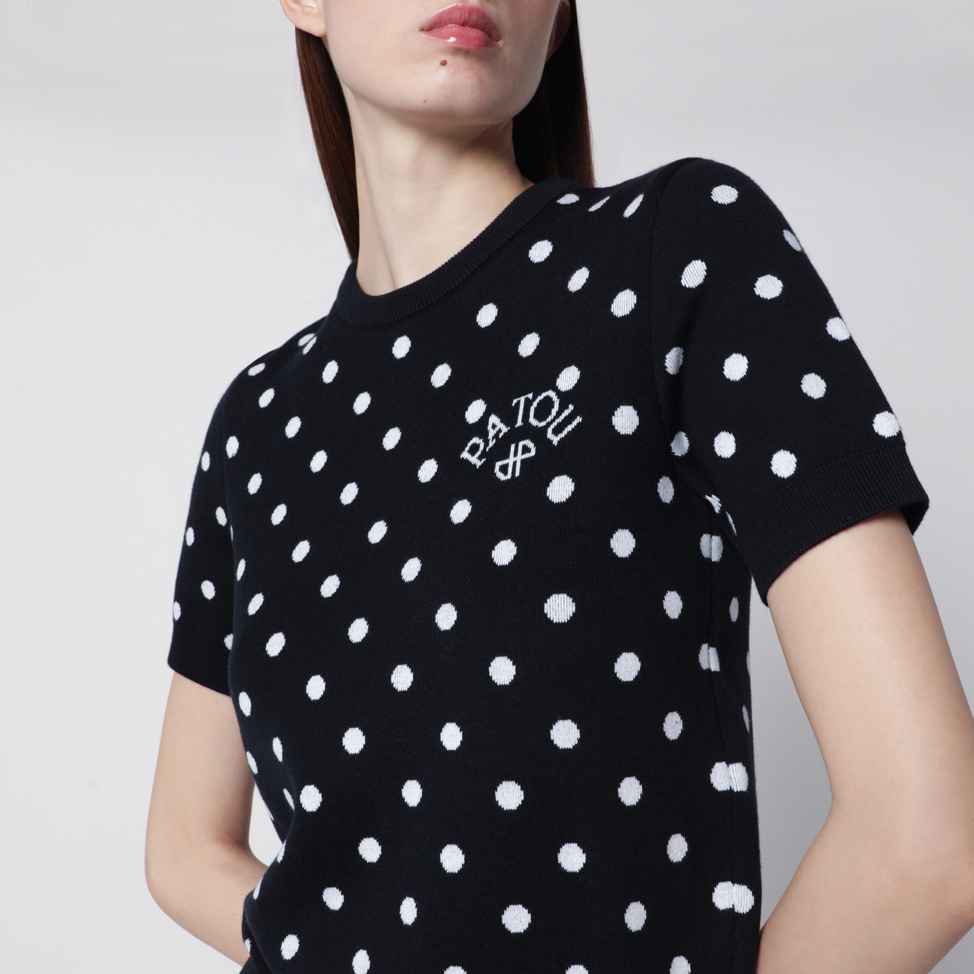 Polka-dot T-shirt in eco-responsible cotton blend