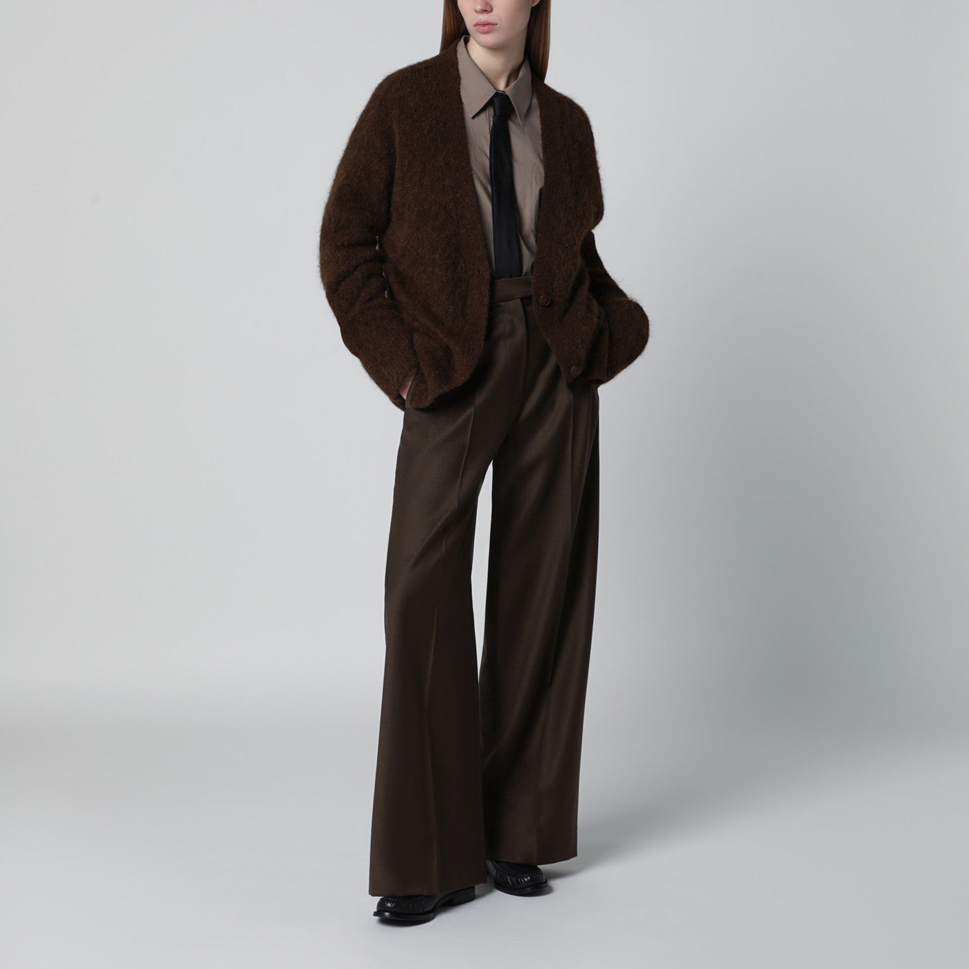 Cardigan oversize Elland marrone oliva