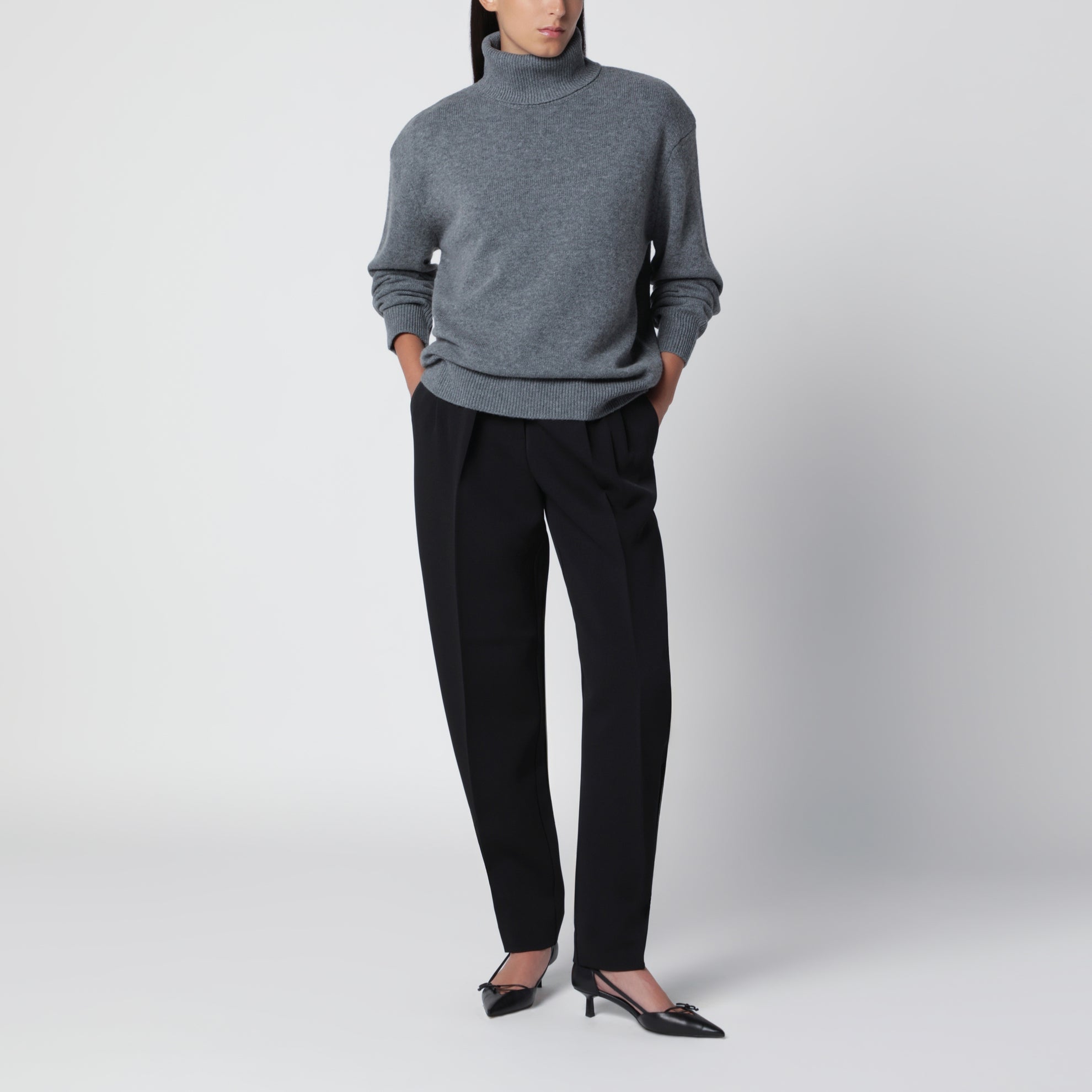 Gala Rollkragenpullover dunkelgrau aus Merinowolle