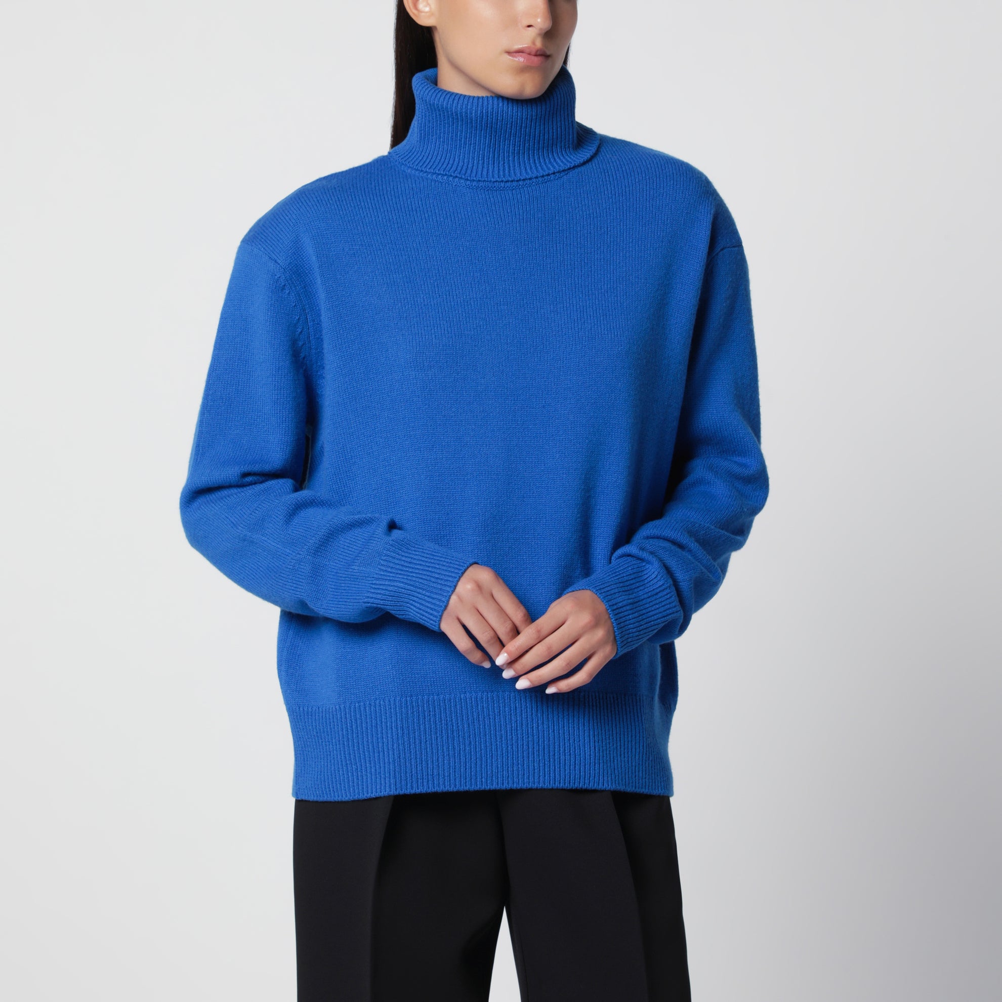 Gala blue merino wool turtleneck sweater