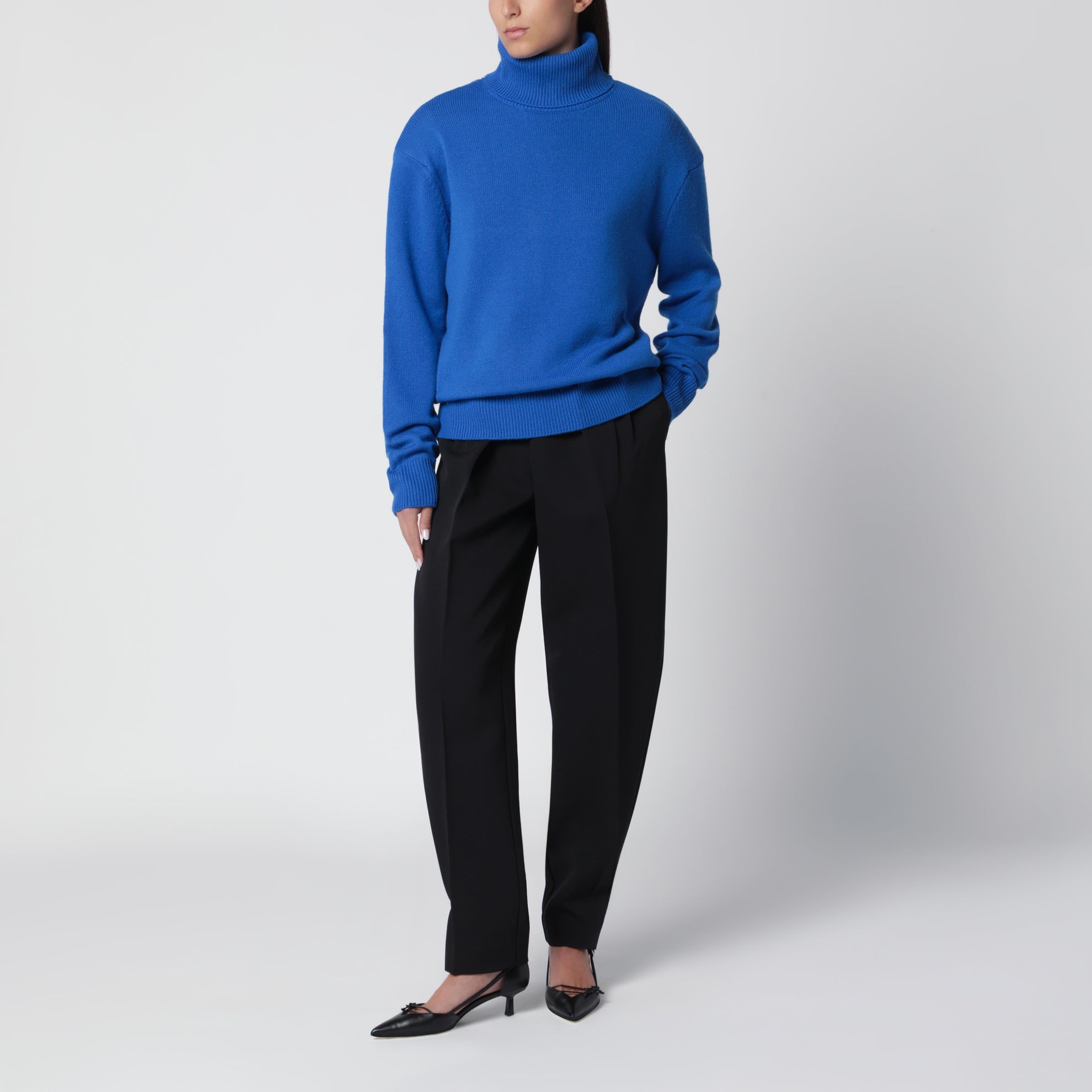 Gala blue merino wool turtleneck sweater