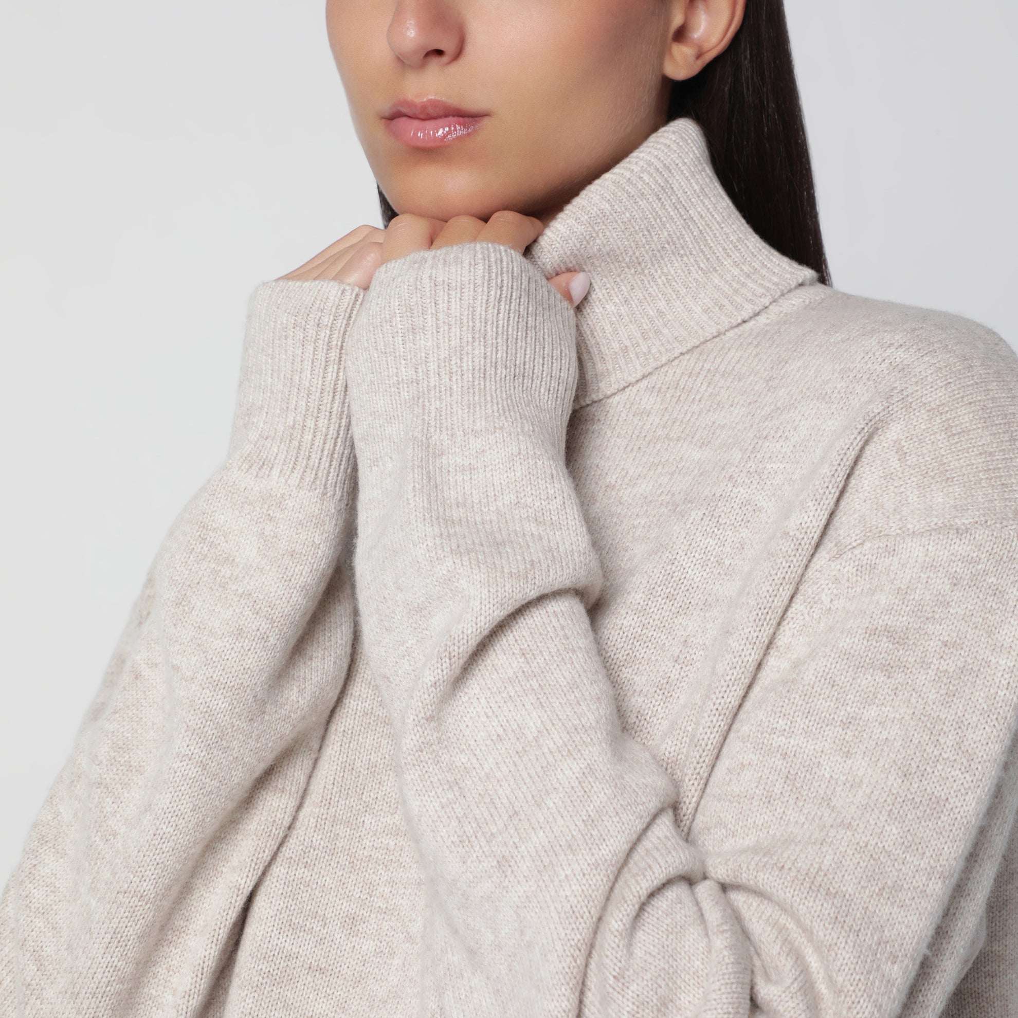 Gala Rollkragenpullover beige aus Merinowolle