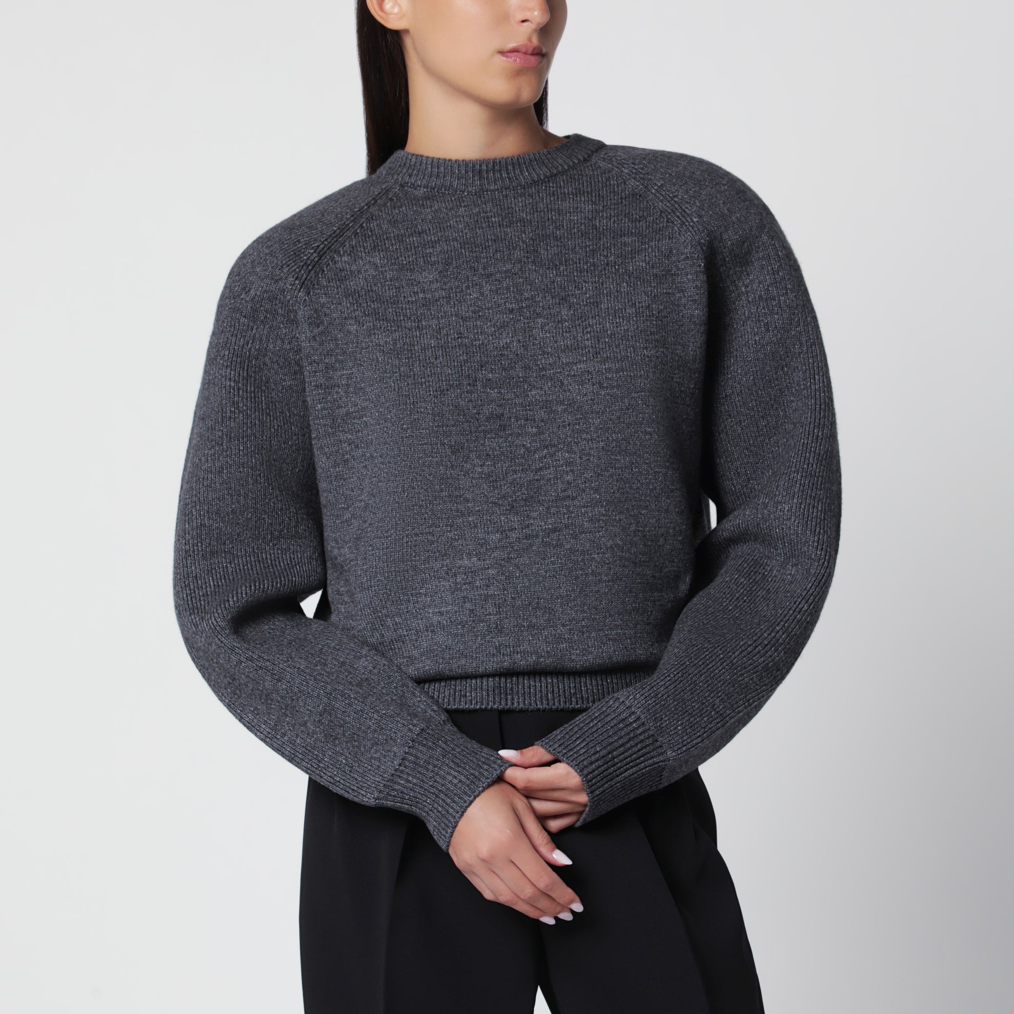 Dunkelgrauer Pullover aus Wollmischung