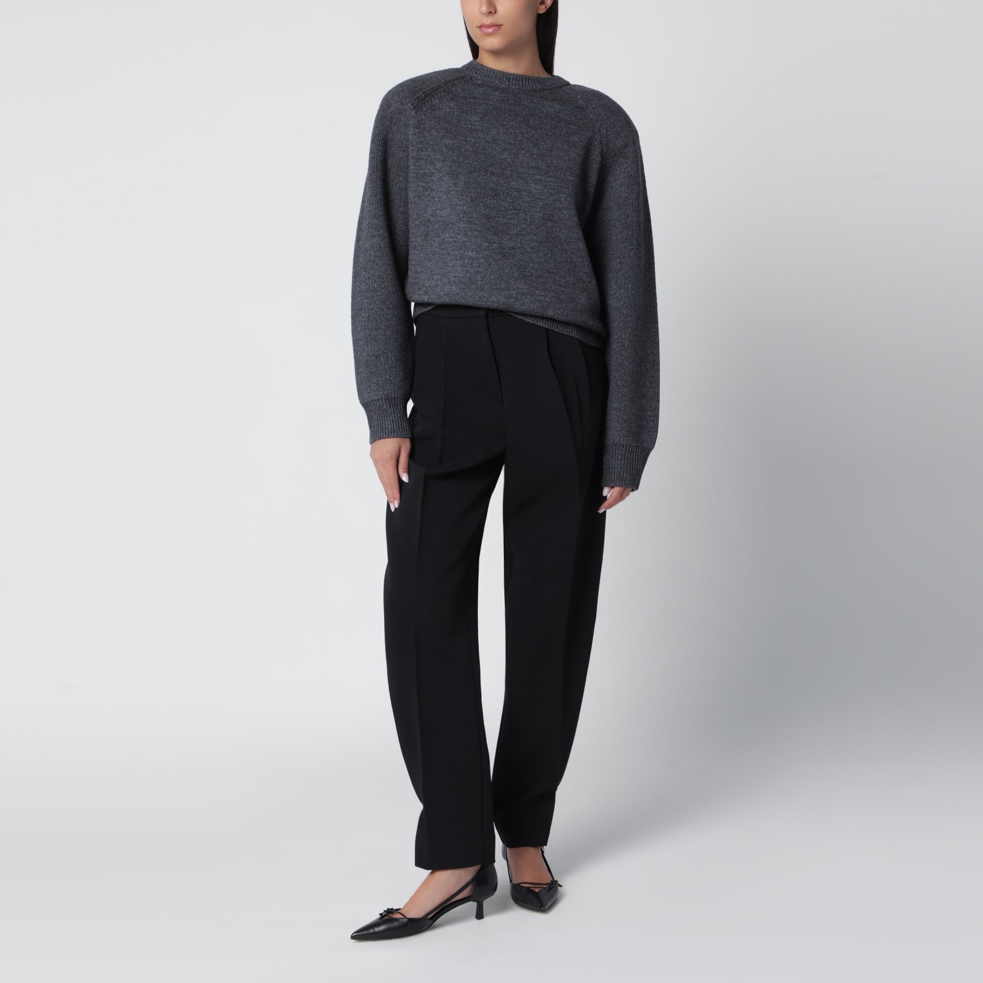 Dunkelgrauer Pullover aus Wollmischung