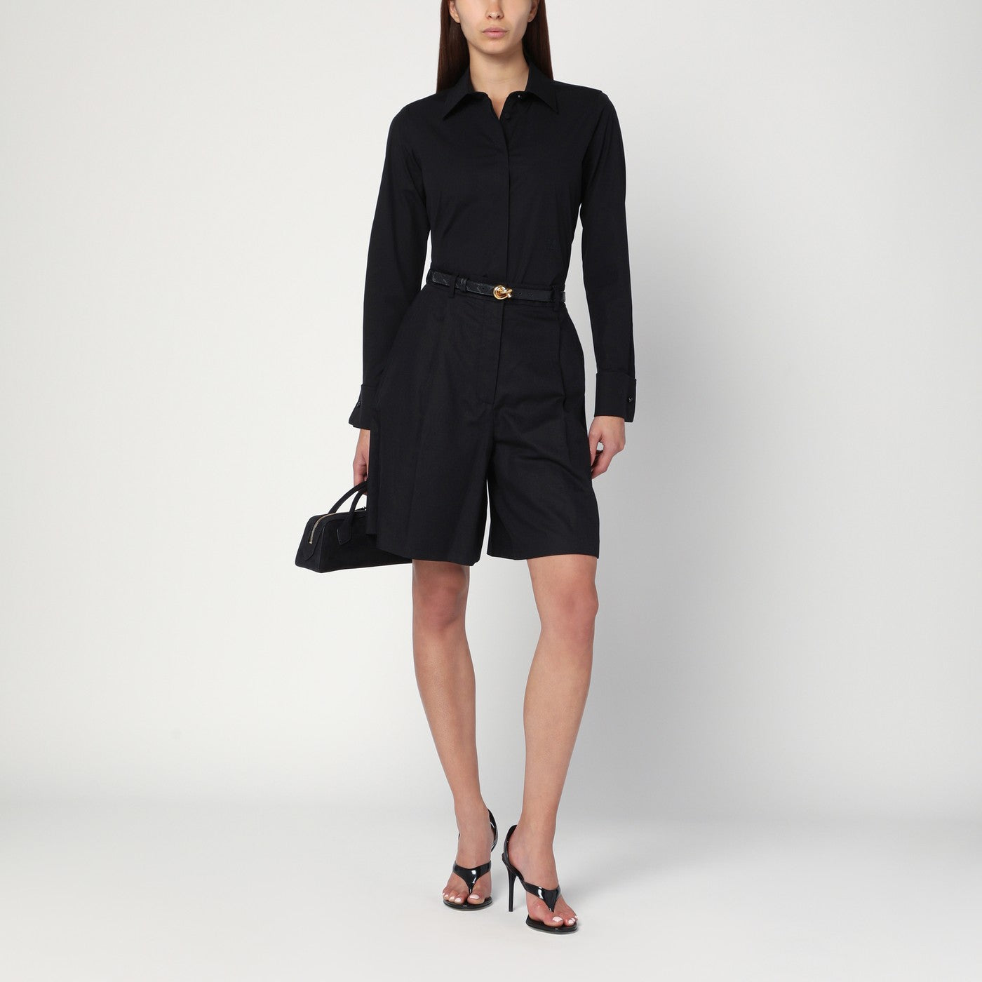 Chemise noire en coton avec logo