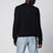 Long-sleeve V-neck cashmere and silk polo in black