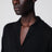 Long-sleeve V-neck cashmere and silk polo in black