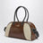 Borsa marrone/bianco crema in pelle con logo