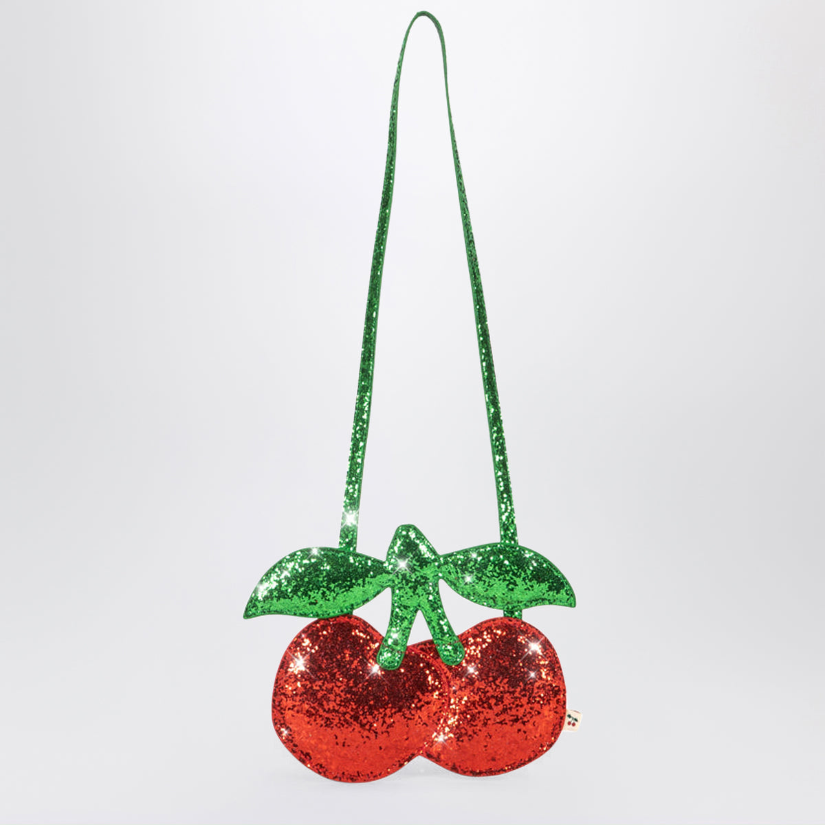 Red/green glitter cherry-shaped crossbody bag