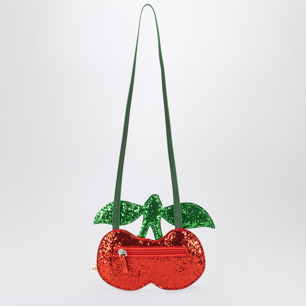 Red/green glitter cherry-shaped crossbody bag