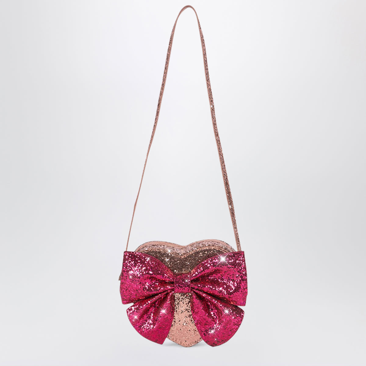 Sac à bandoulière Tut cœur pailleté rose