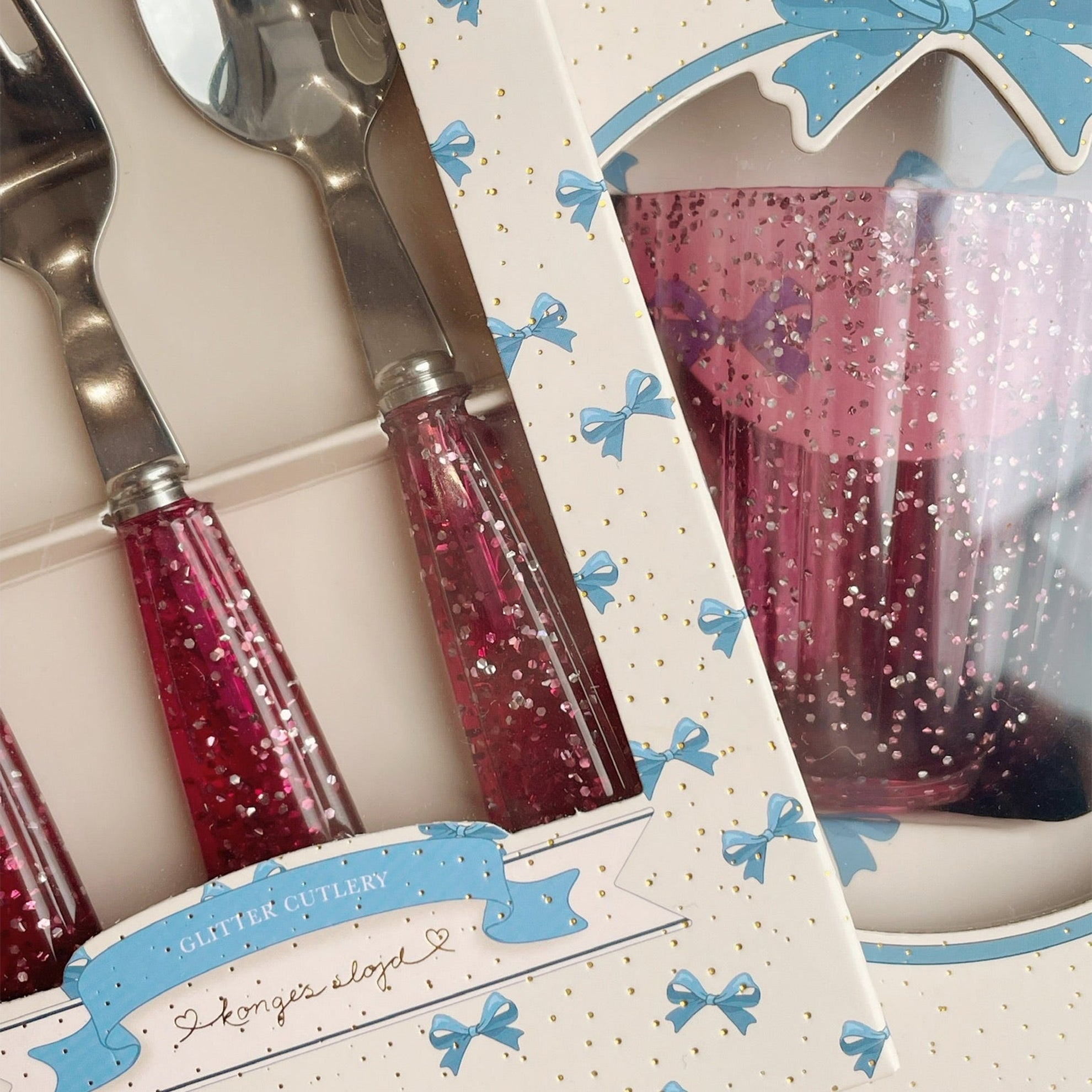 Couverts en acier inoxydable à paillettes sangria pétillantes
