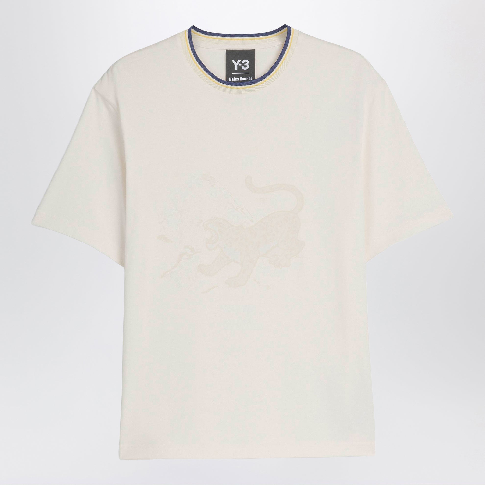 Elfenbeinfarbenes T-Shirt aus Baumwolljersey