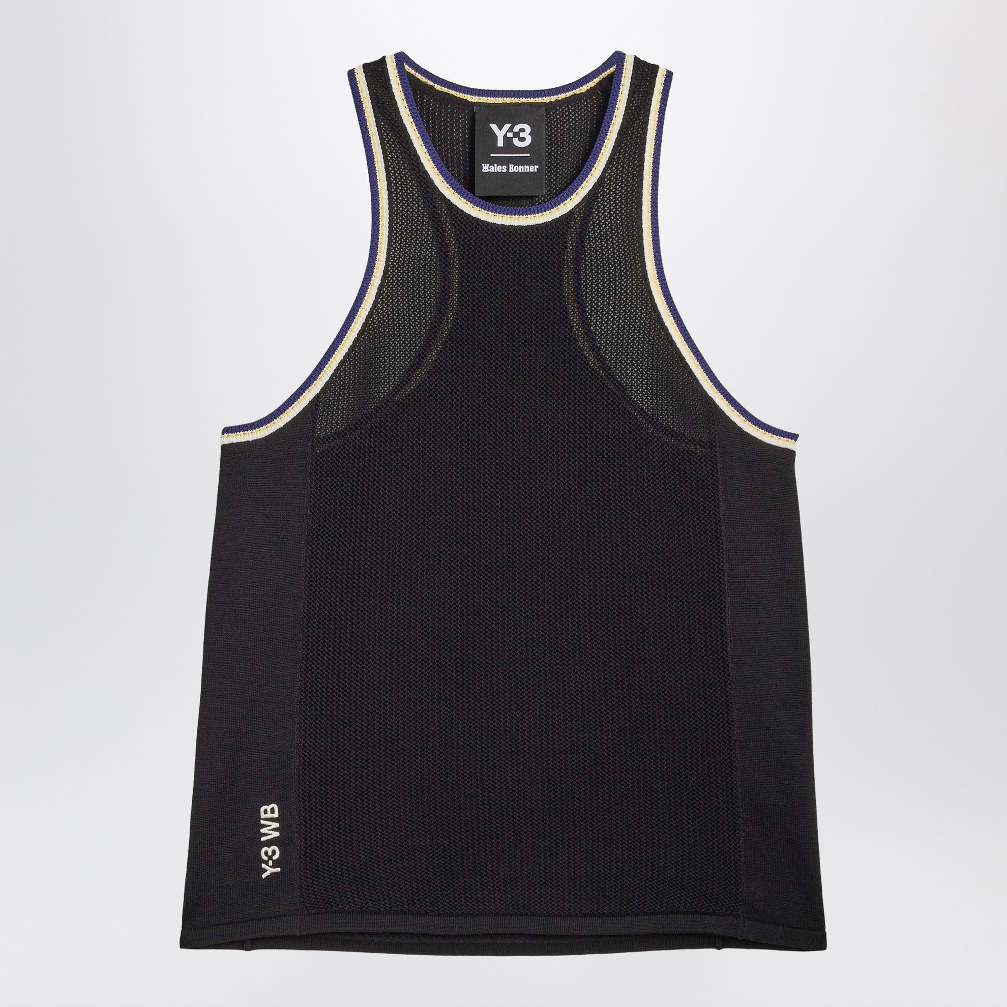 Black cotton-blend knit tank top