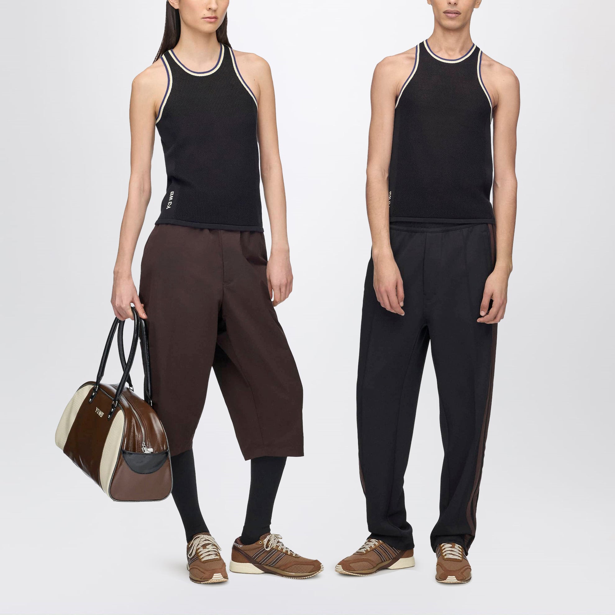 Black cotton-blend knit tank top