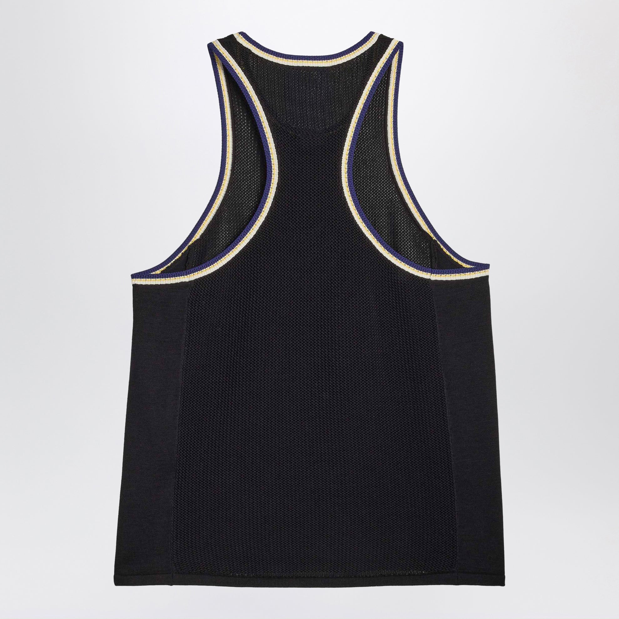 Black cotton-blend knit tank top