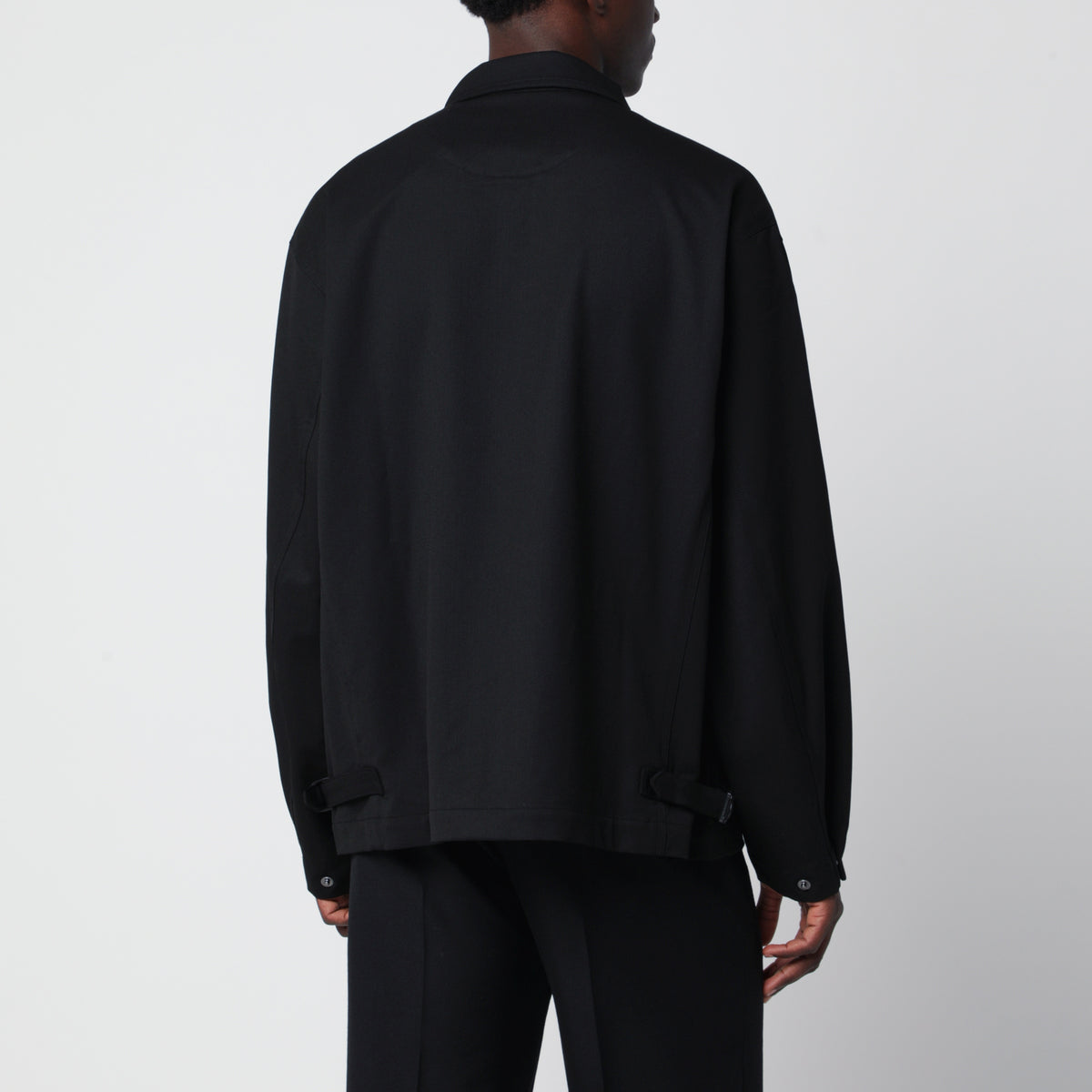 Giacca con zip nera in misto lana